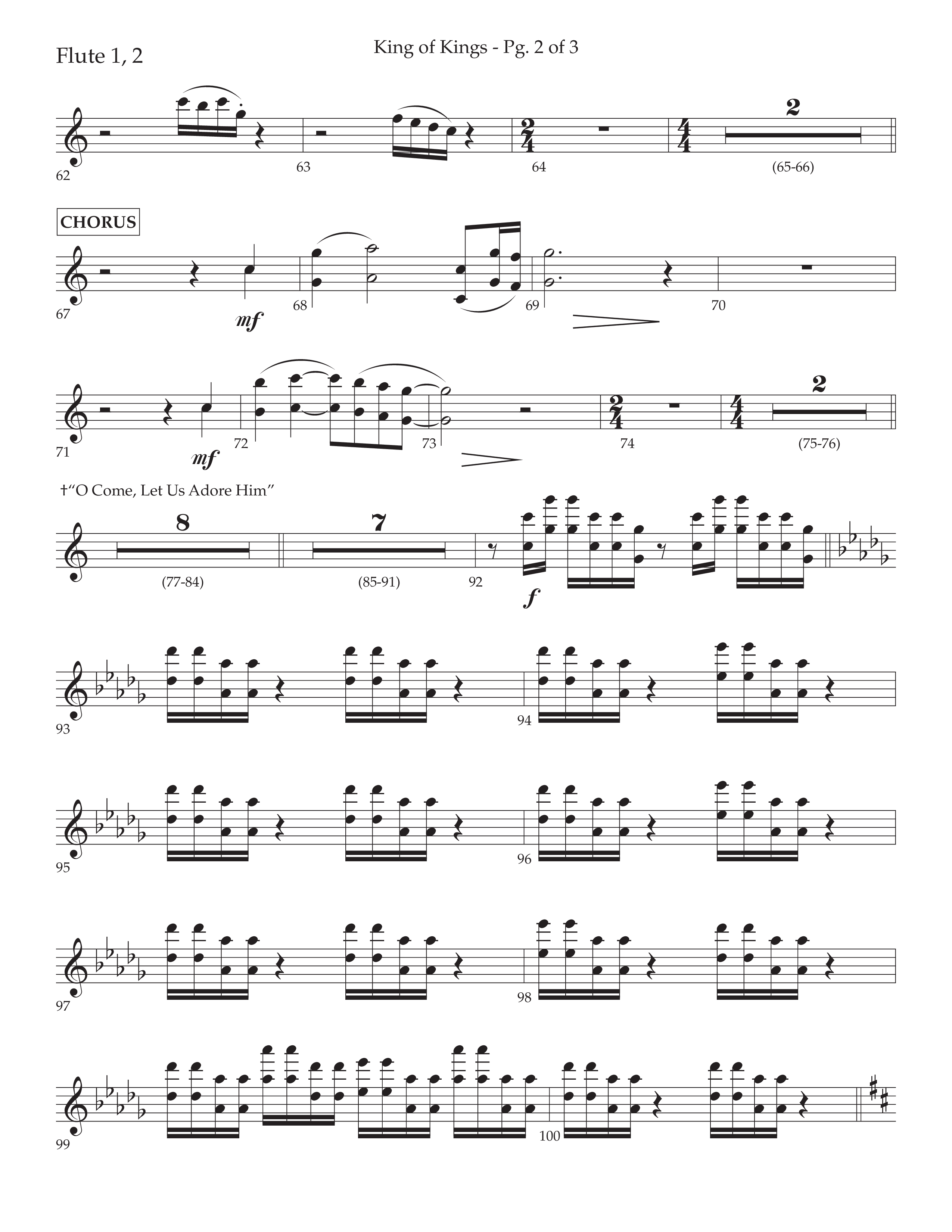 King Of Kings (with O Come Let Us Adore Him) (Choral Anthem SATB) Flute 1/2 (Arr. John Bolin / Arr. Don Koch)