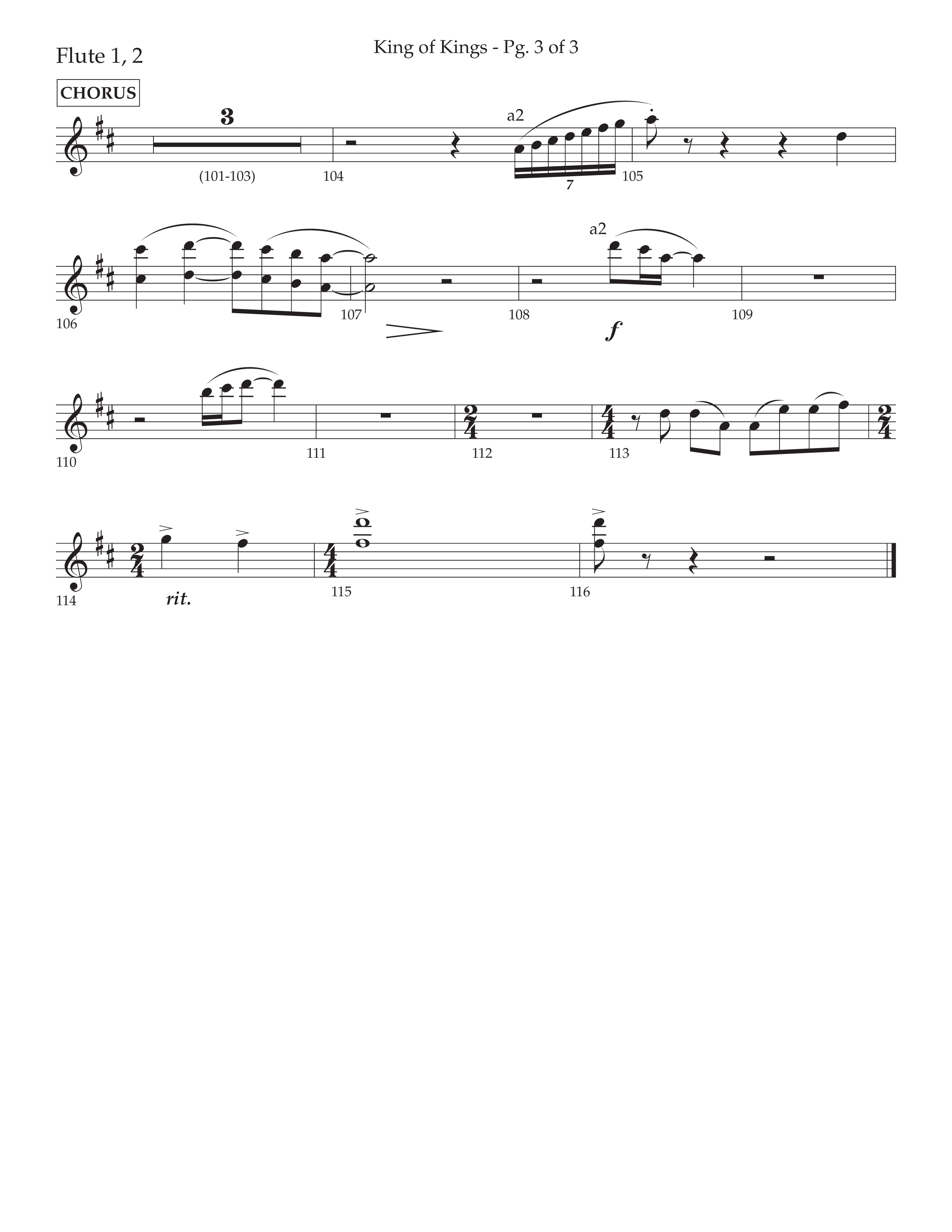 King Of Kings (with O Come Let Us Adore Him) (Choral Anthem SATB) Flute 1/2 (Arr. John Bolin / Arr. Don Koch)