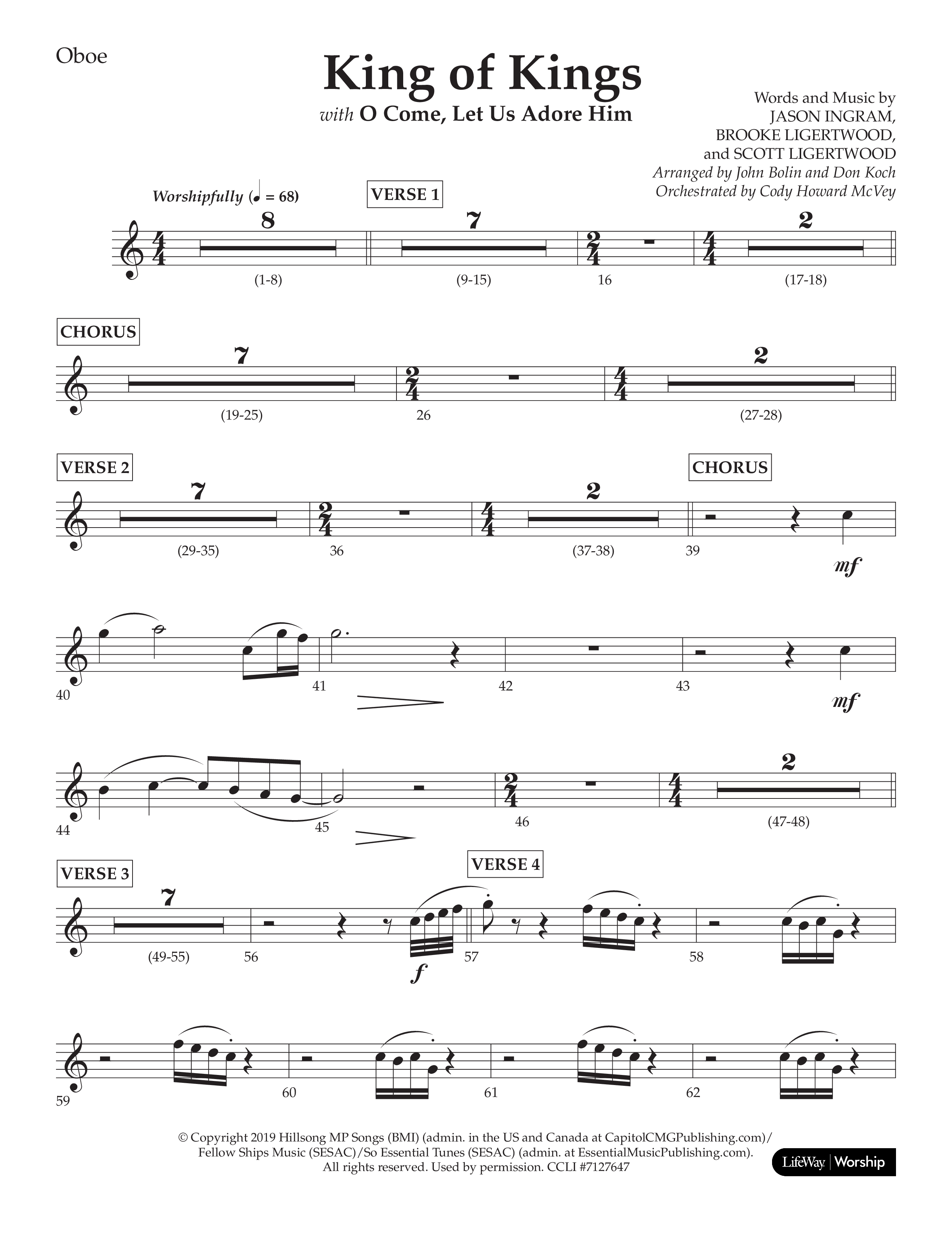 King Of Kings (with O Come Let Us Adore Him) (Choral Anthem SATB) Oboe (Arr. John Bolin / Arr. Don Koch)