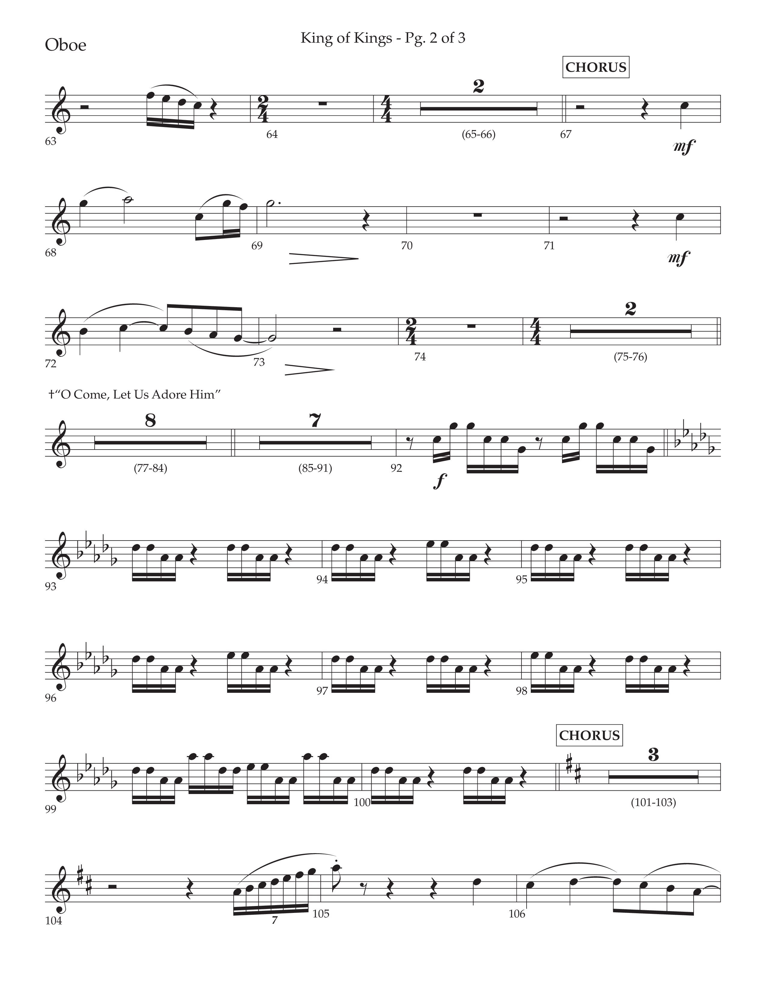 King Of Kings (with O Come Let Us Adore Him) (Choral Anthem SATB) Oboe (Arr. John Bolin / Arr. Don Koch)