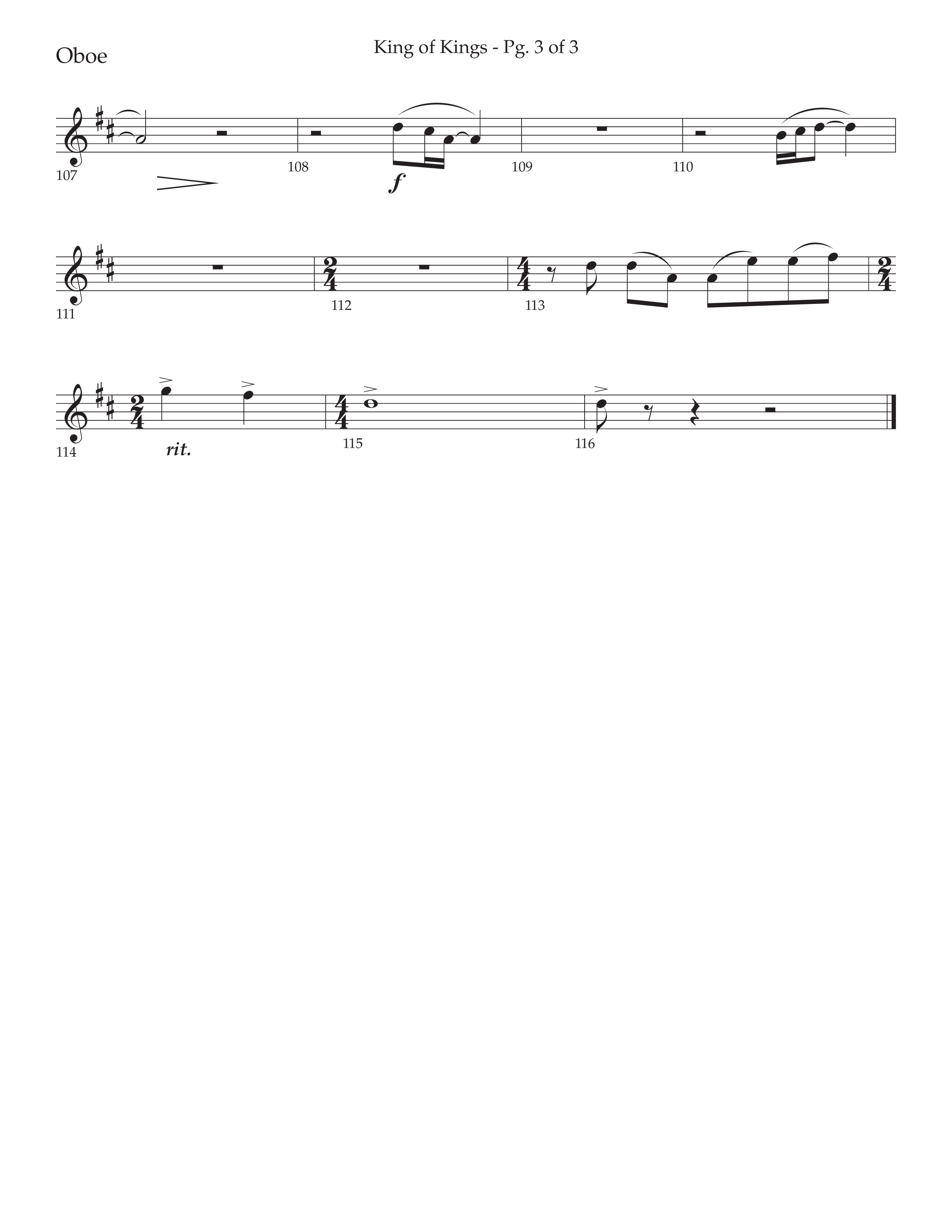 King Of Kings (with O Come Let Us Adore Him) (Choral Anthem SATB) Oboe (Arr. John Bolin / Arr. Don Koch)