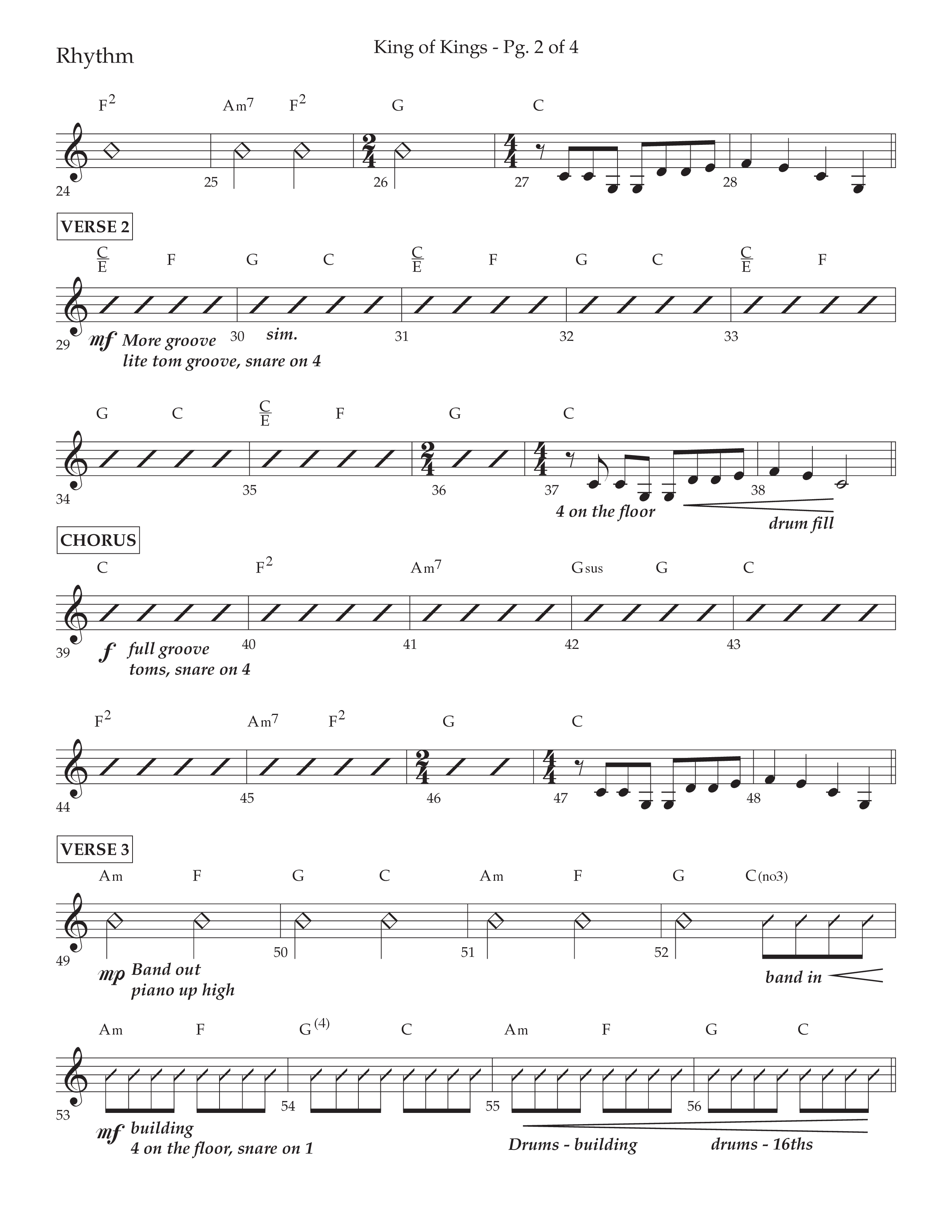 King Of Kings (with O Come Let Us Adore Him) (Choral Anthem SATB) Rhythm Chart (Arr. John Bolin / Arr. Don Koch)