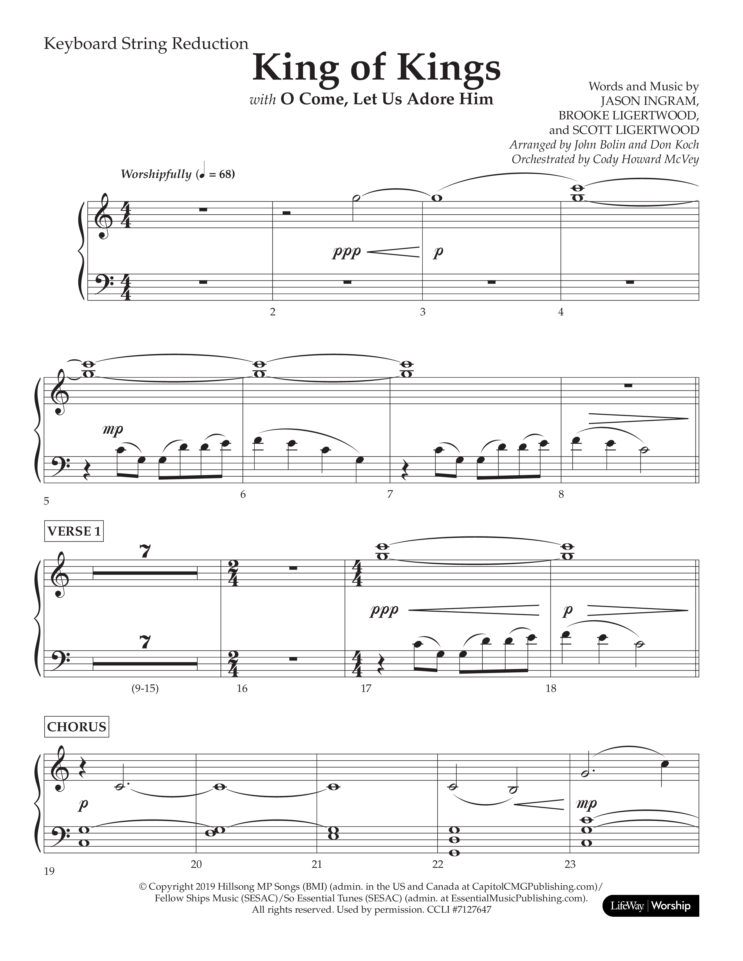 King Of Kings (with O Come Let Us Adore Him) (Choral Anthem SATB) String Reduction (Arr. John Bolin / Arr. Don Koch)