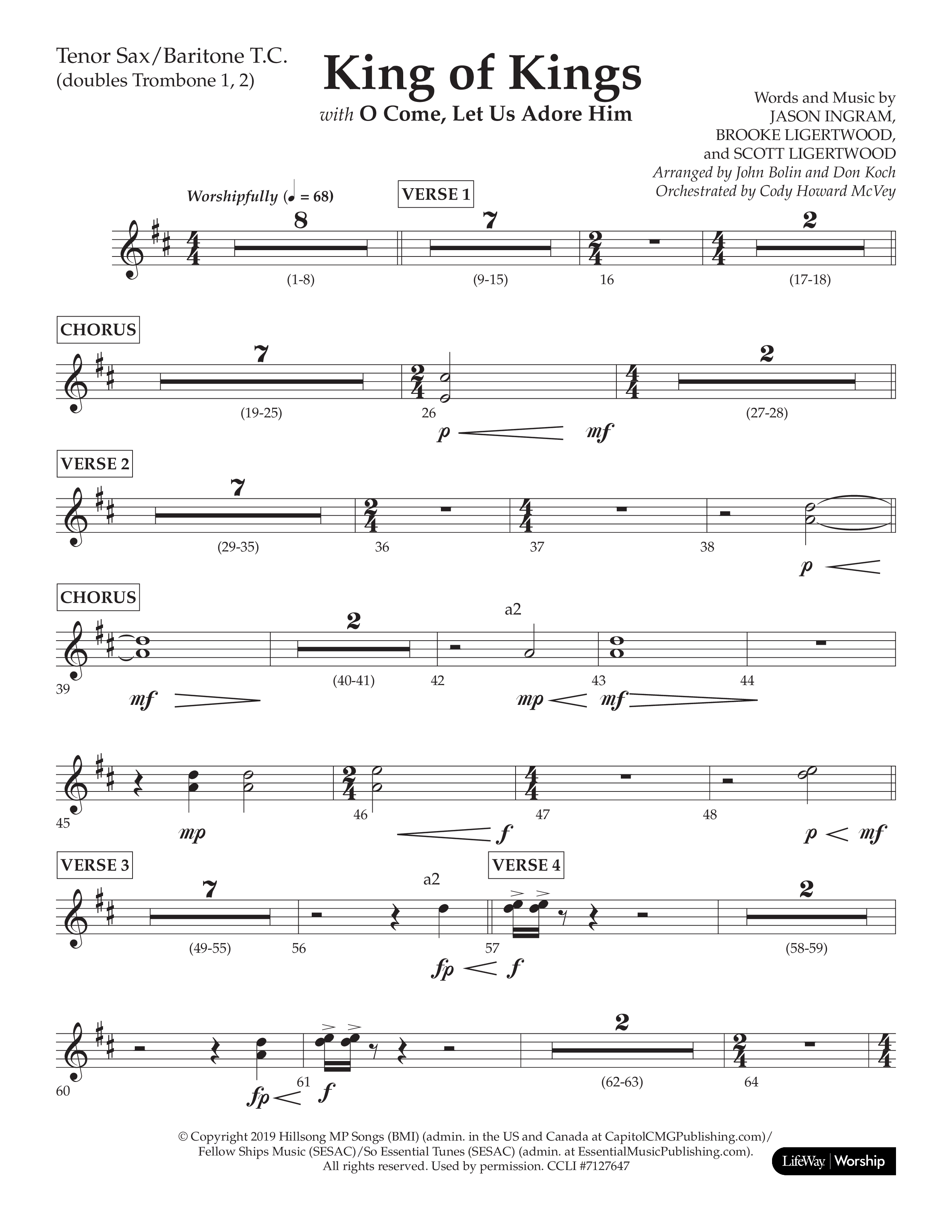 King Of Kings (with O Come Let Us Adore Him) (Choral Anthem SATB) Tenor Sax/Baritone T.C. (Arr. John Bolin / Arr. Don Koch)