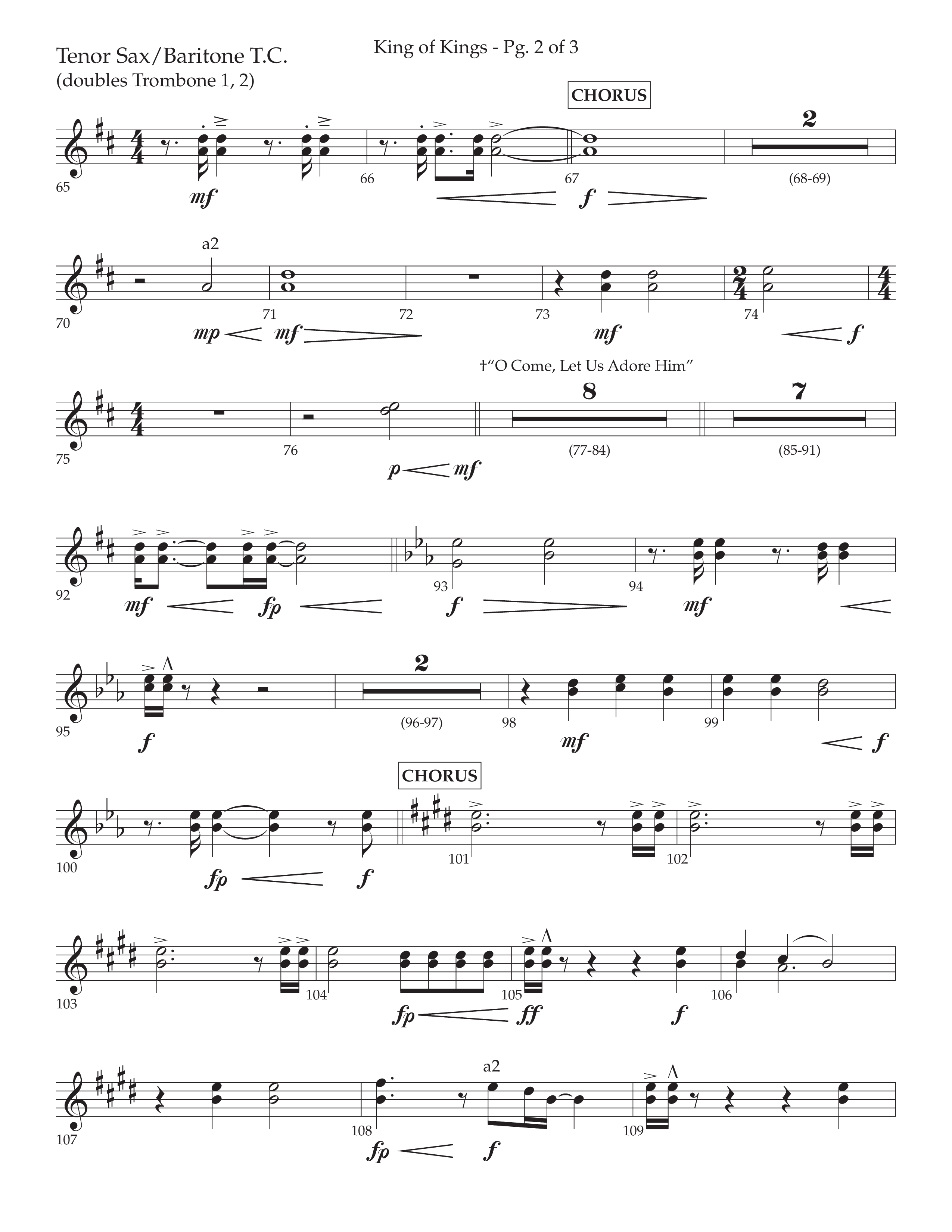 King Of Kings (with O Come Let Us Adore Him) (Choral Anthem SATB) Tenor Sax/Baritone T.C. (Arr. John Bolin / Arr. Don Koch)