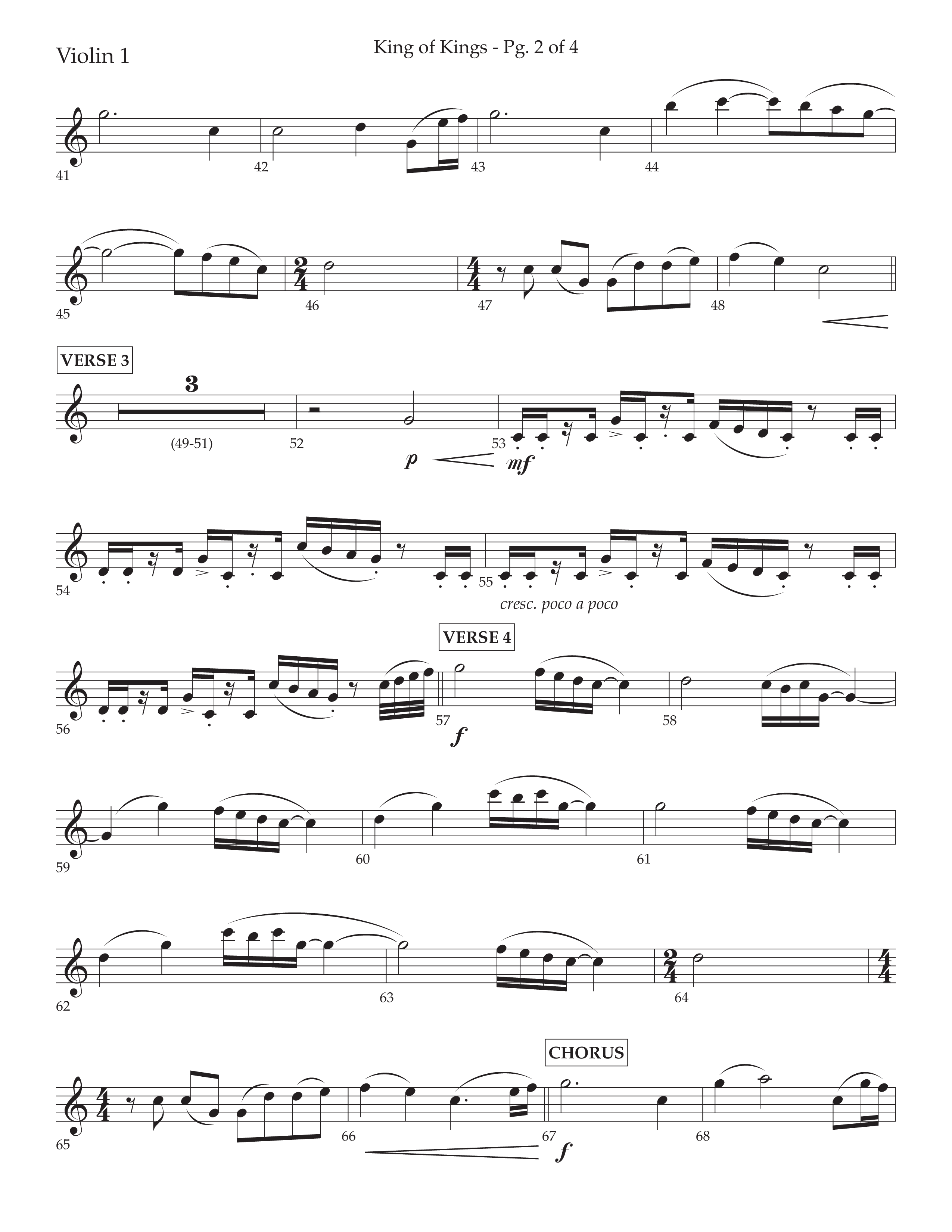 King Of Kings (with O Come Let Us Adore Him) (Choral Anthem SATB) Violin 1 (Arr. John Bolin / Arr. Don Koch)