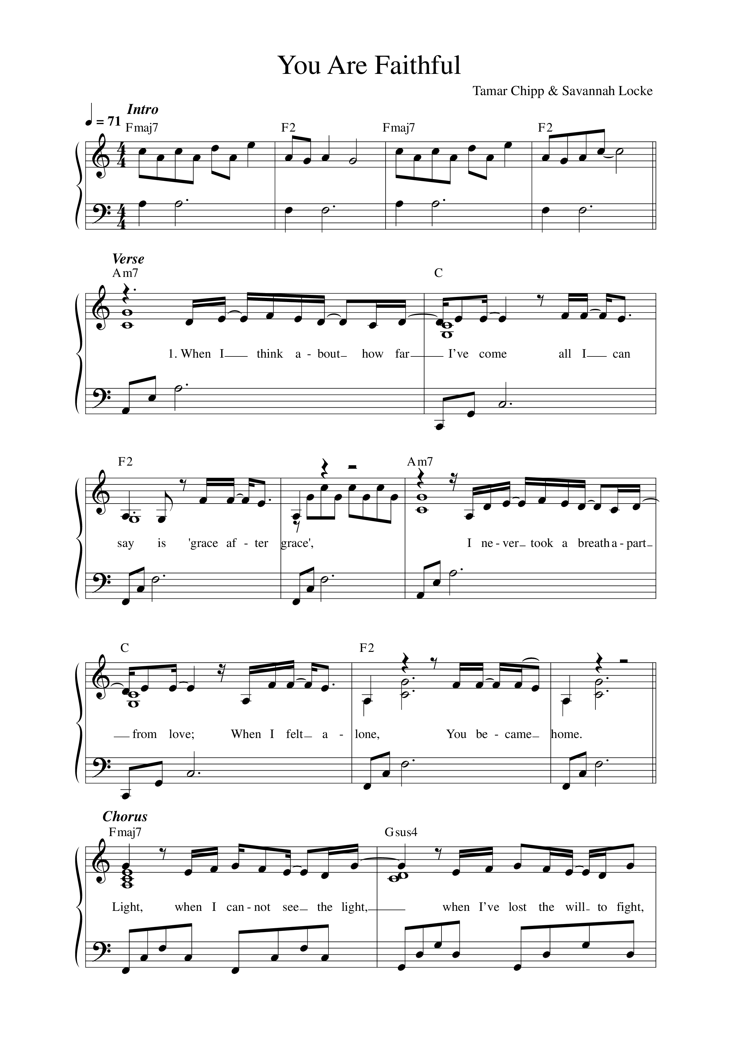 You Are Faithful Lead Sheet Melody (FAITHFUL)