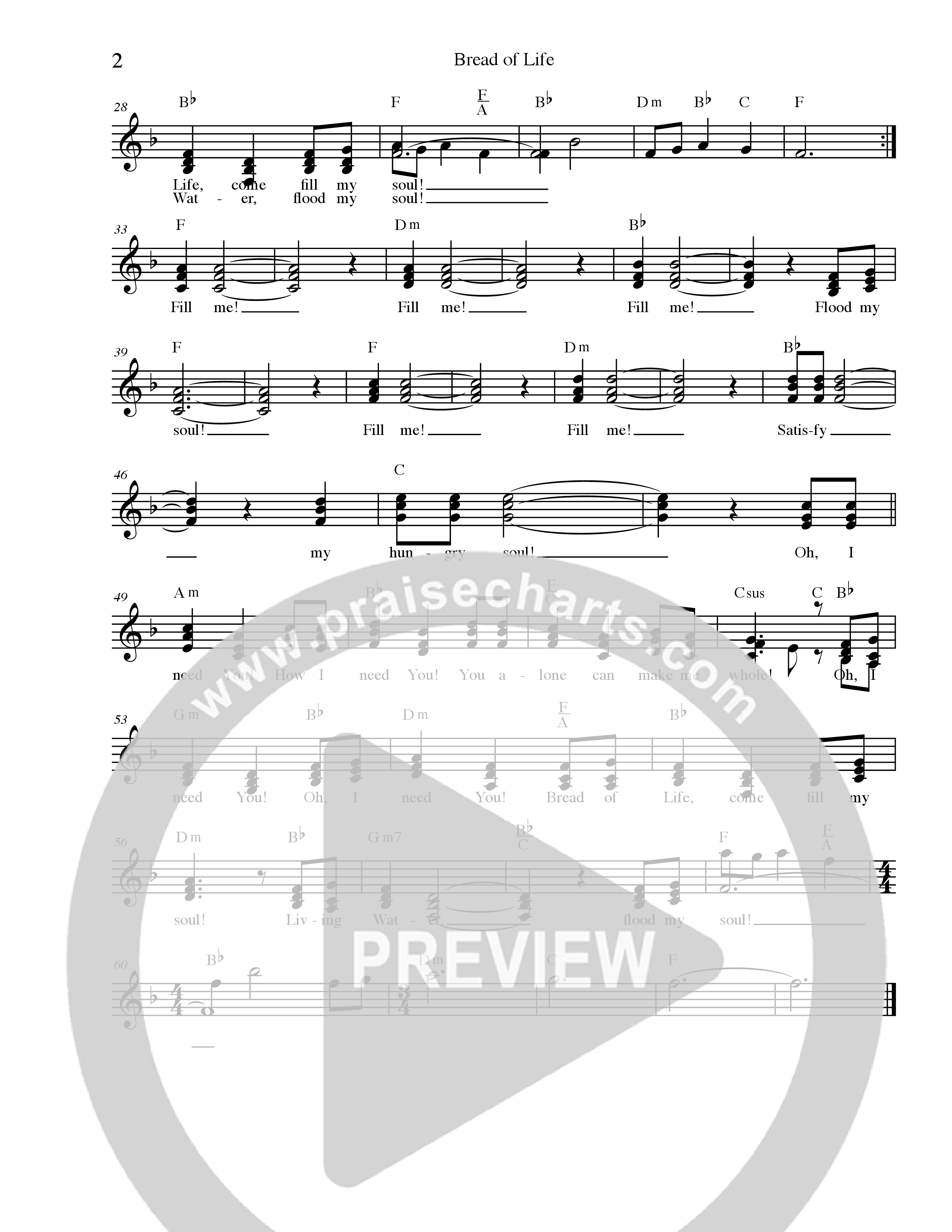 Bread Of Life Lead Sheet Melody (Dennis Jernigan)