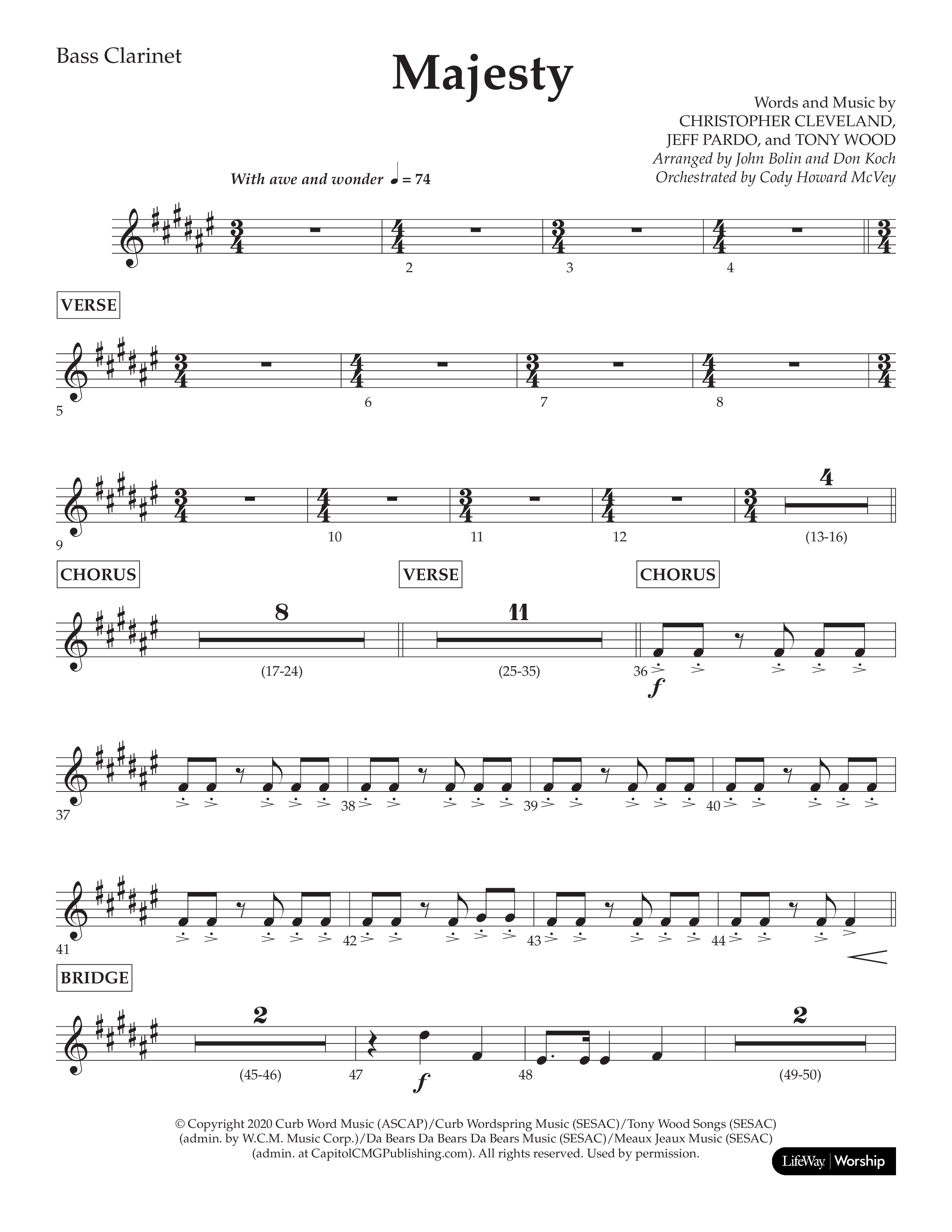 Majesty (Choral Anthem SATB) Bass Clarinet (Lifeway Choral / Arr. John Bolin / Arr. Don Koch)