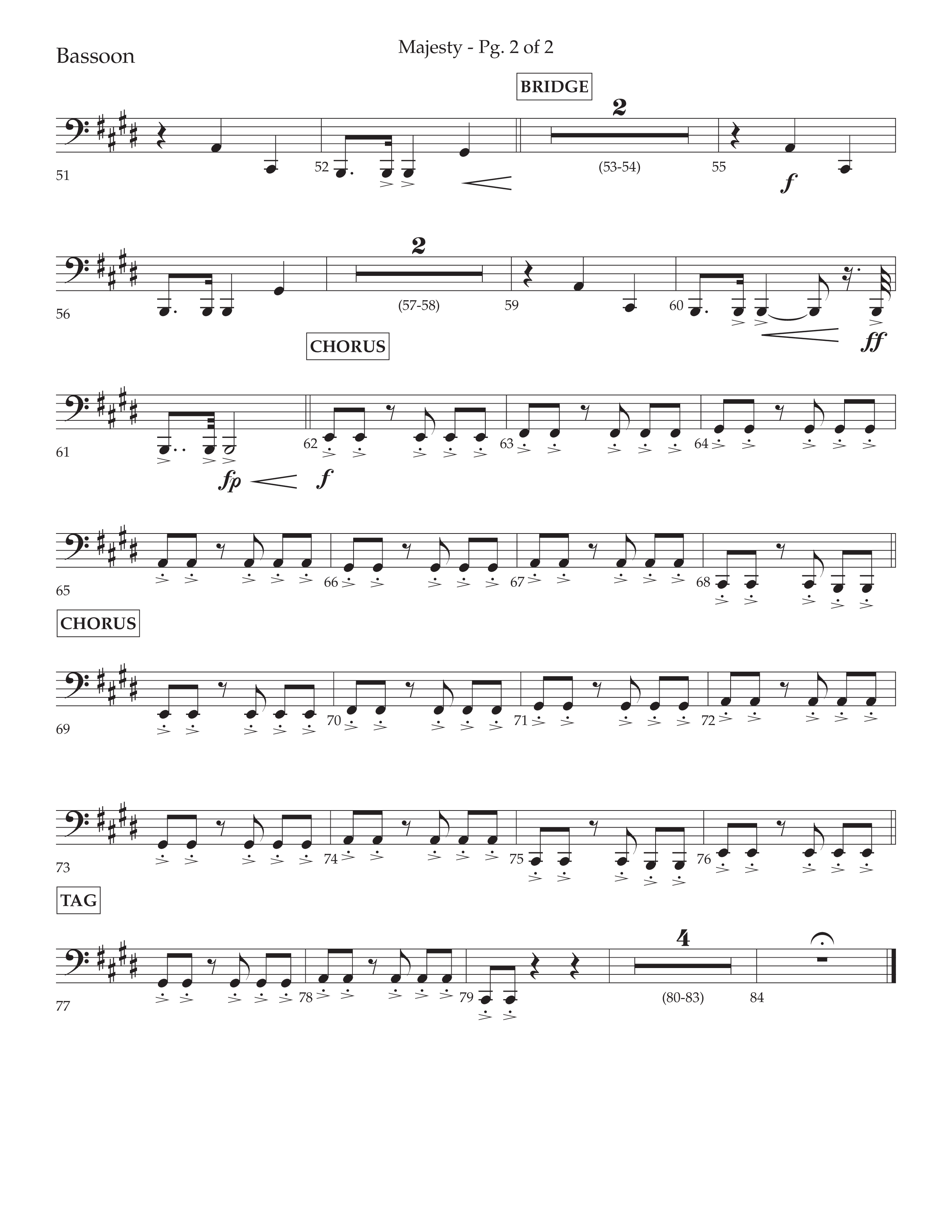 Majesty (Choral Anthem SATB) Bassoon (Lifeway Choral / Arr. John Bolin / Arr. Don Koch)