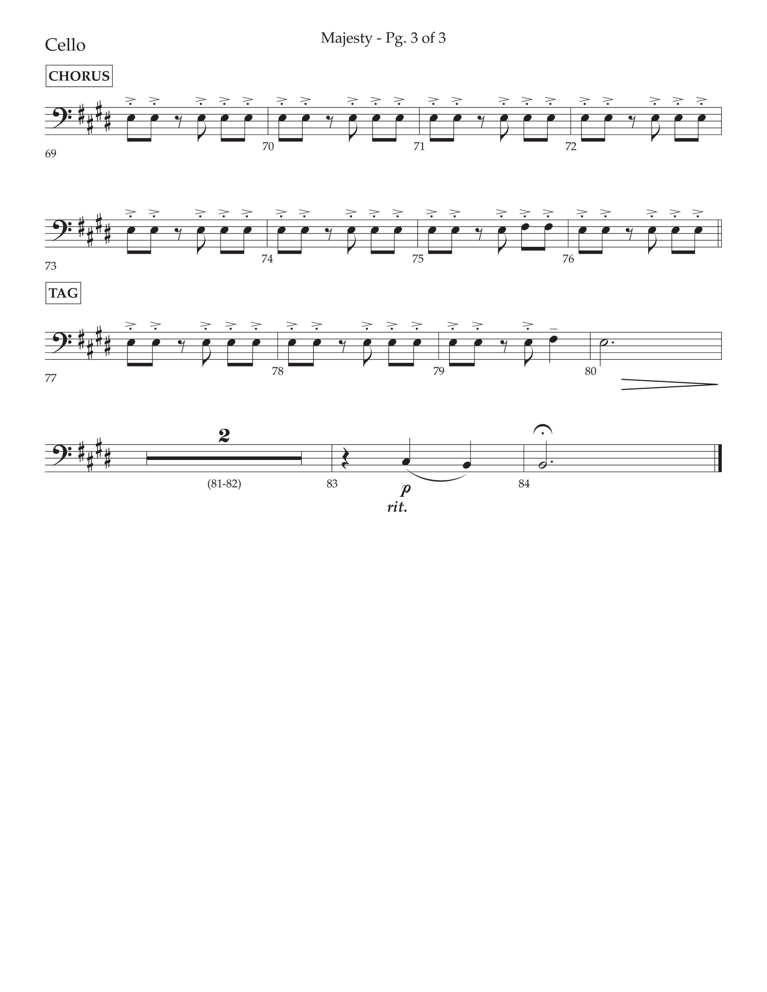 Majesty (Choral Anthem SATB) Cello (Lifeway Choral / Arr. John Bolin / Arr. Don Koch)