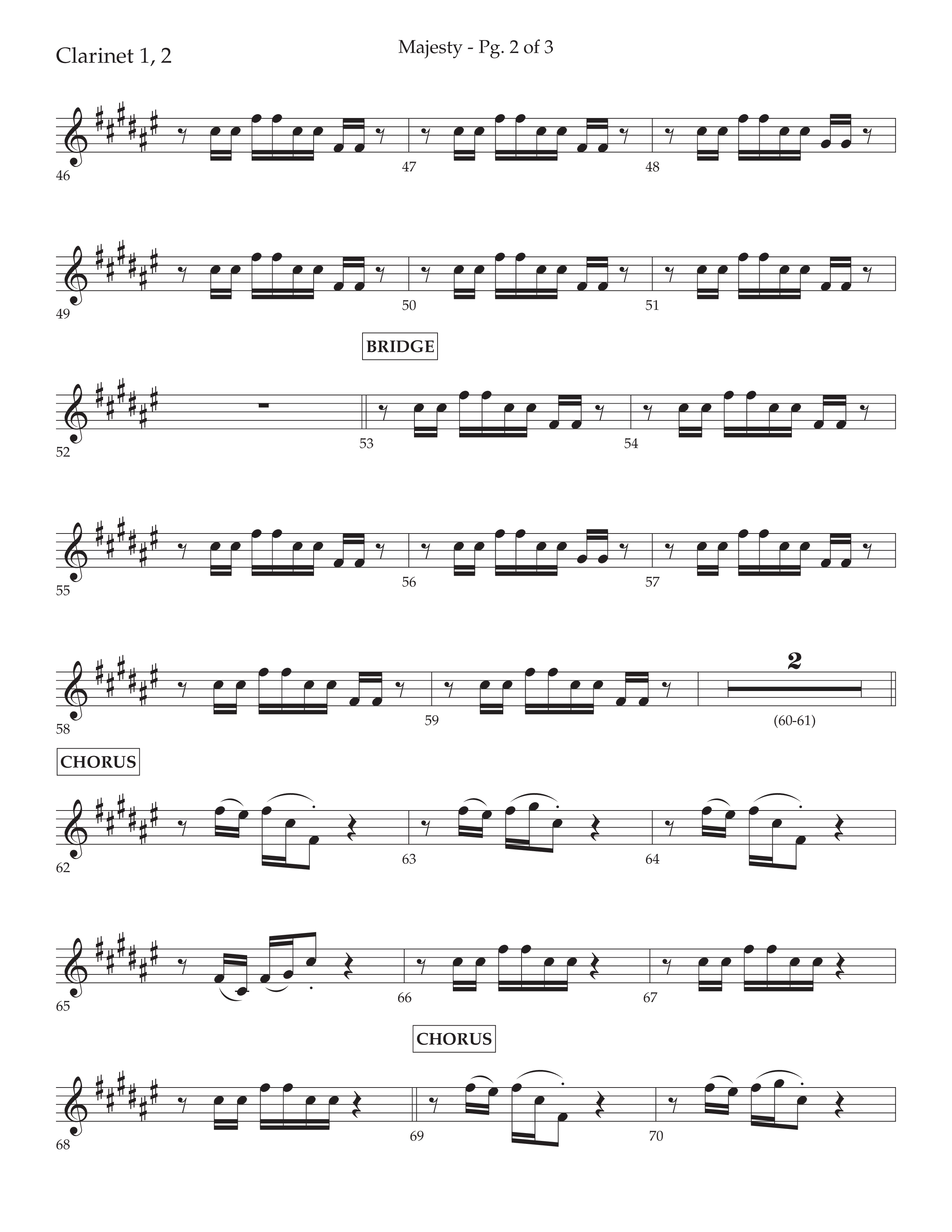 Majesty (Choral Anthem SATB) Clarinet 1/2 (Lifeway Choral / Arr. John Bolin / Arr. Don Koch)