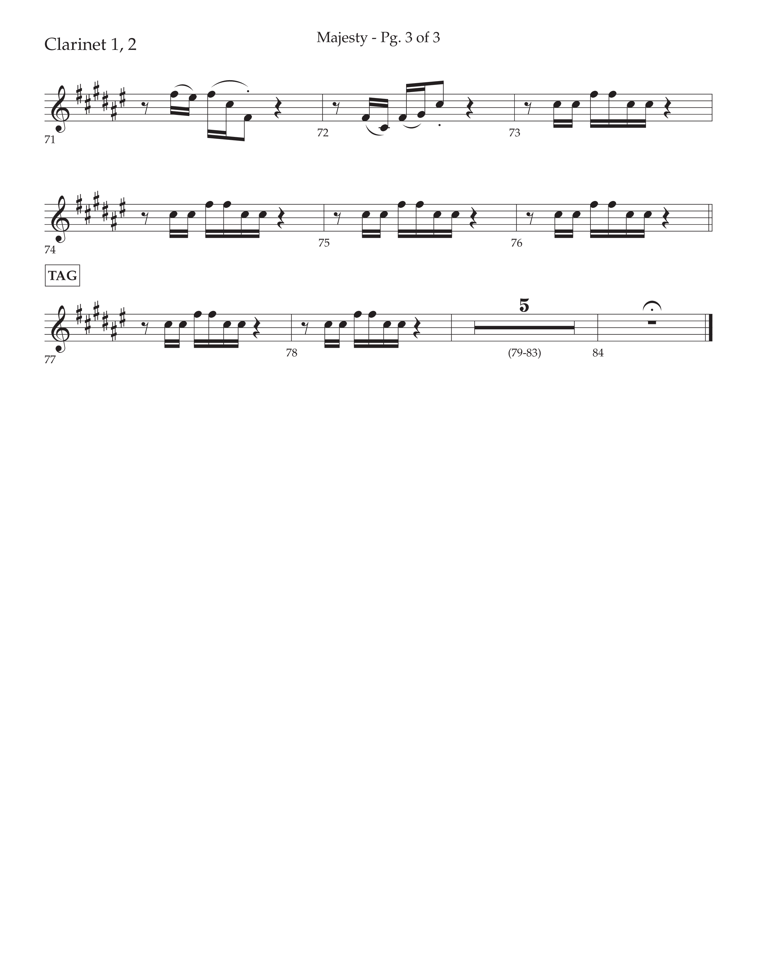 Majesty (Choral Anthem SATB) Clarinet 1/2 (Lifeway Choral / Arr. John Bolin / Arr. Don Koch)