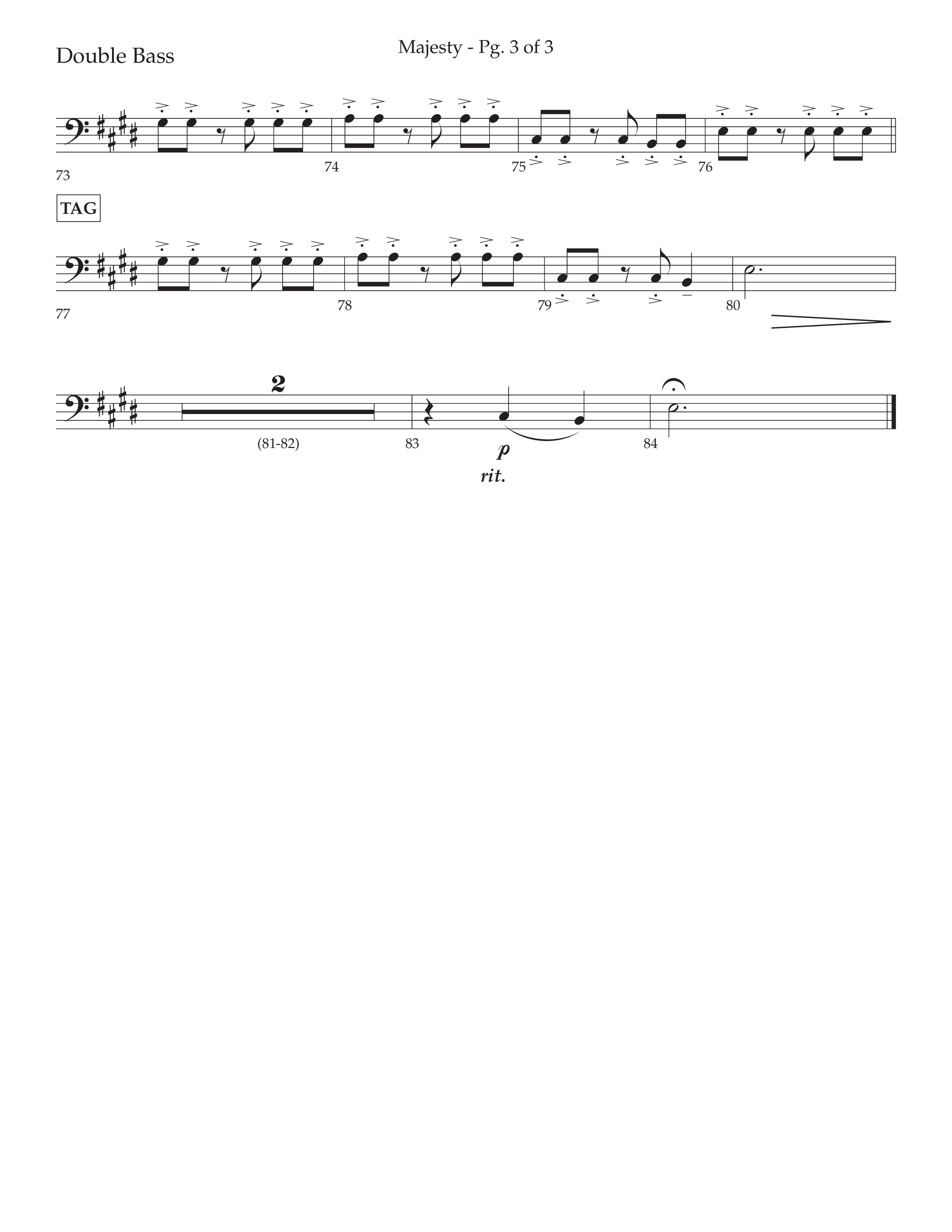 Majesty (Choral Anthem SATB) Double Bass (Lifeway Choral / Arr. John Bolin / Arr. Don Koch)