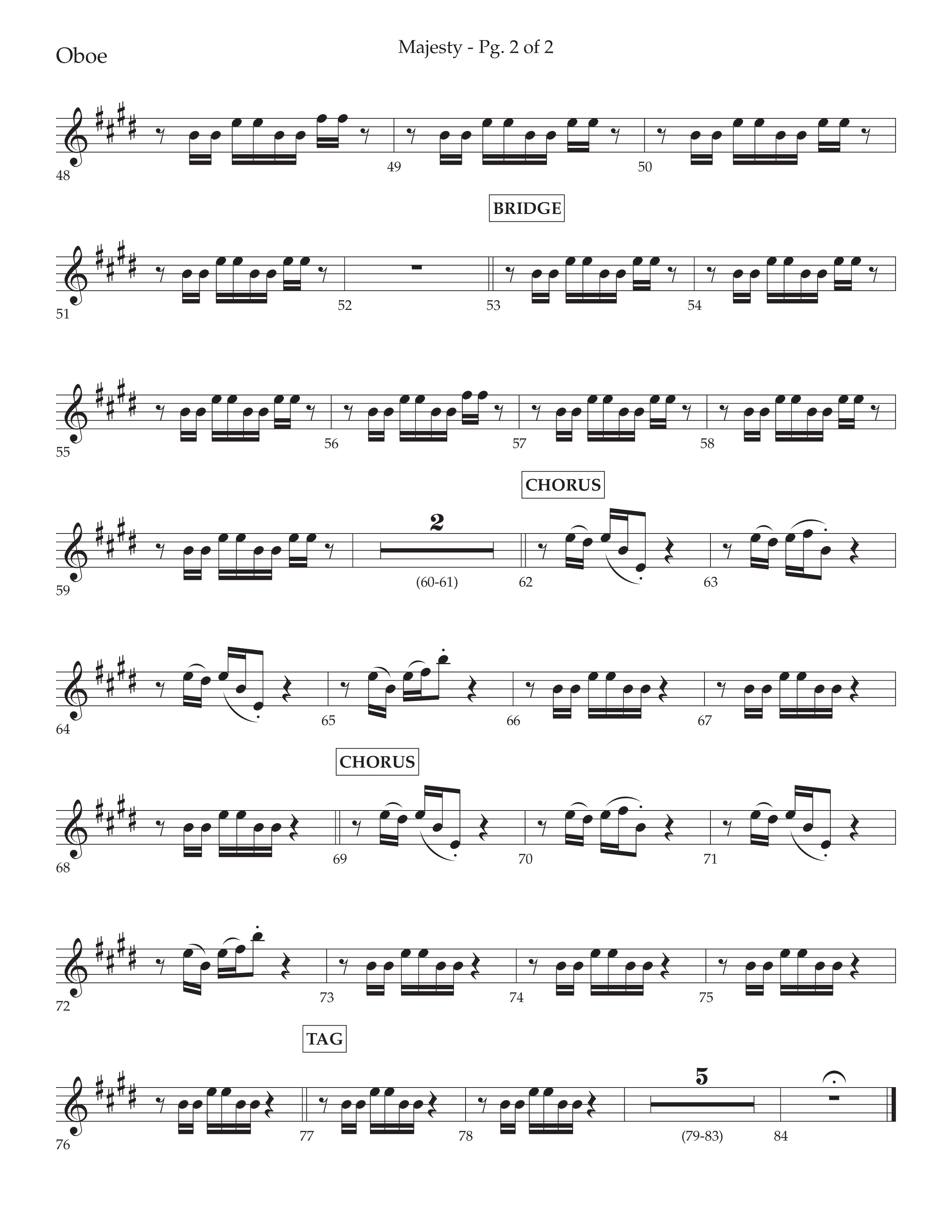 Majesty (Choral Anthem SATB) Oboe (Lifeway Choral / Arr. John Bolin / Arr. Don Koch)