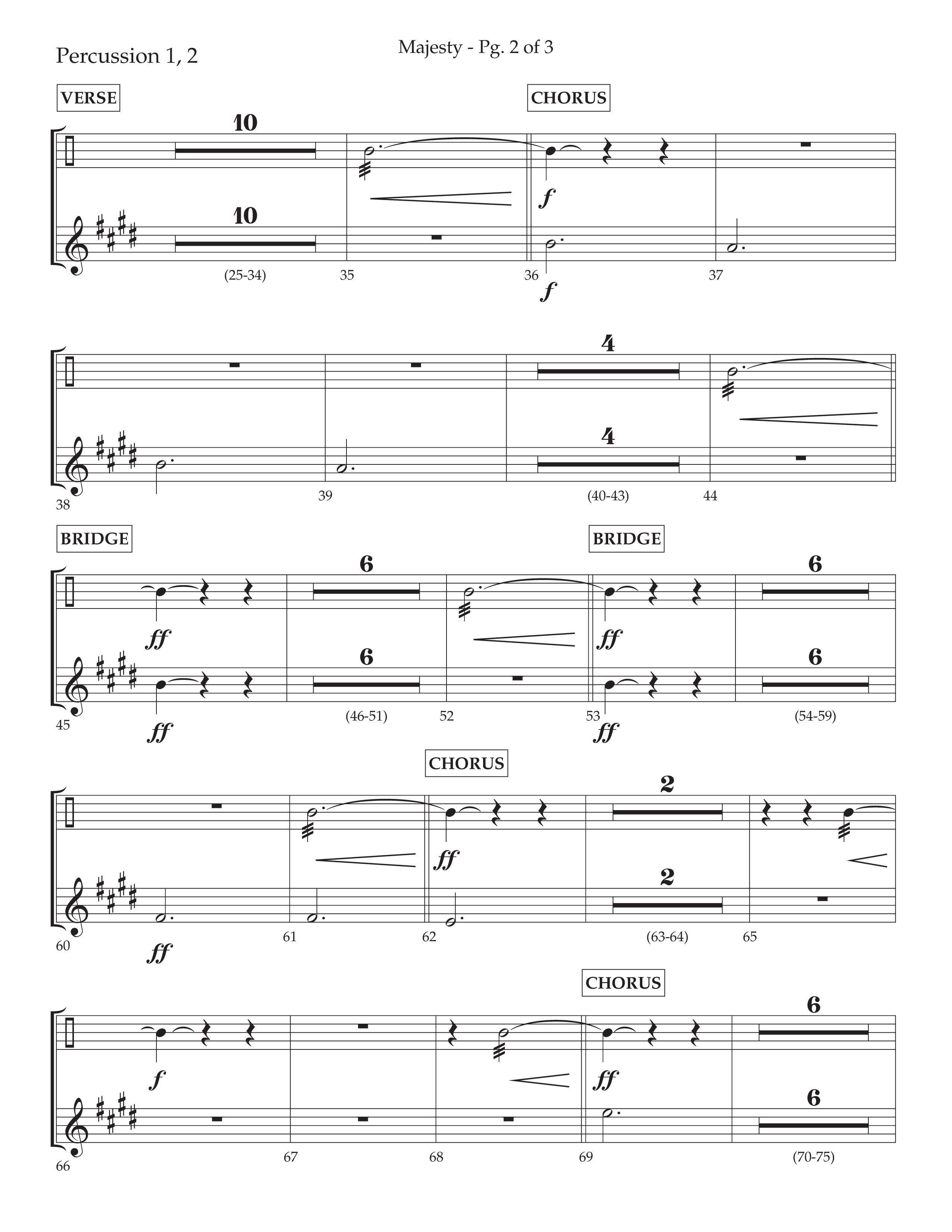 Majesty (Choral Anthem SATB) Percussion 1/2 (Lifeway Choral / Arr. John Bolin / Arr. Don Koch)