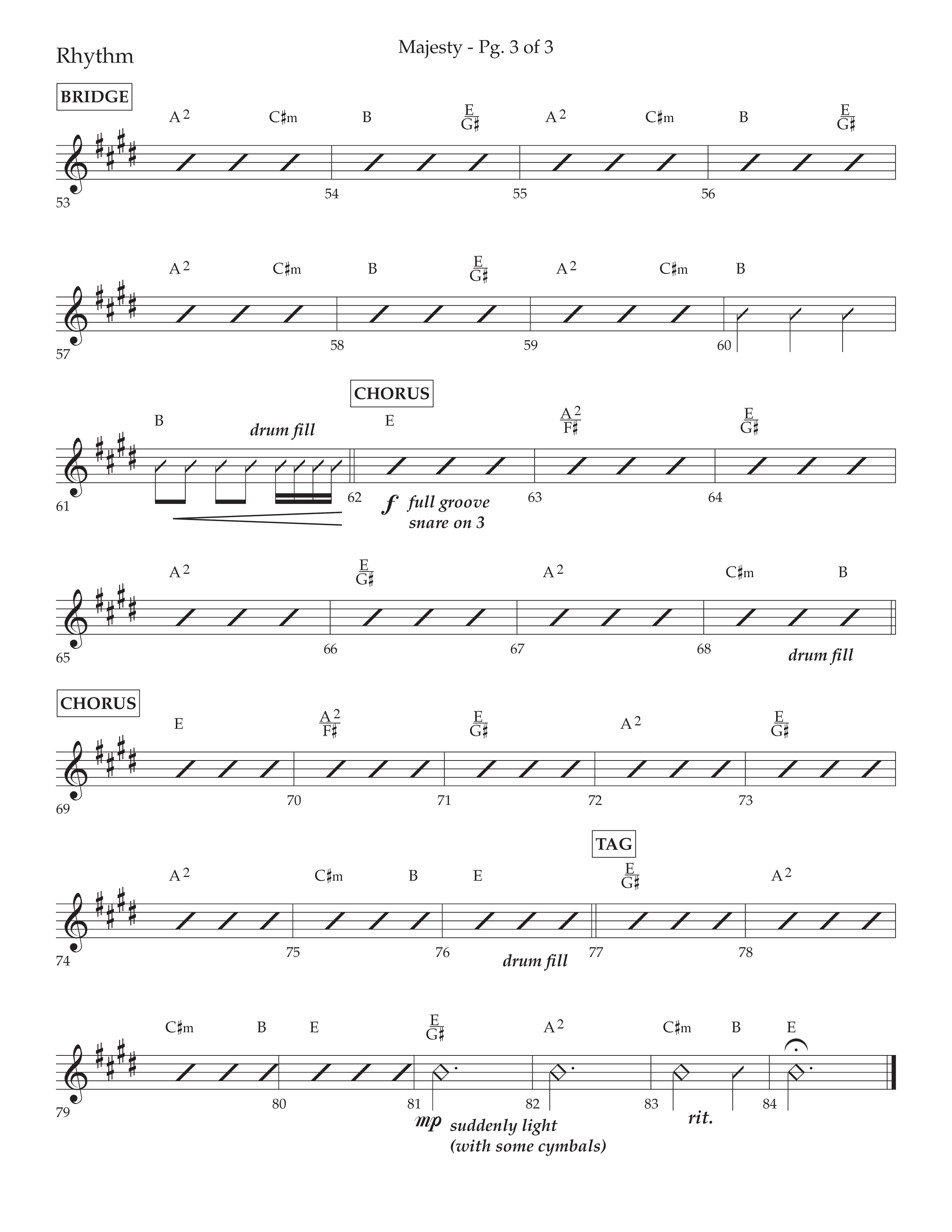 Majesty (Choral Anthem SATB) Rhythm Chart (Lifeway Choral / Arr. John Bolin / Arr. Don Koch)