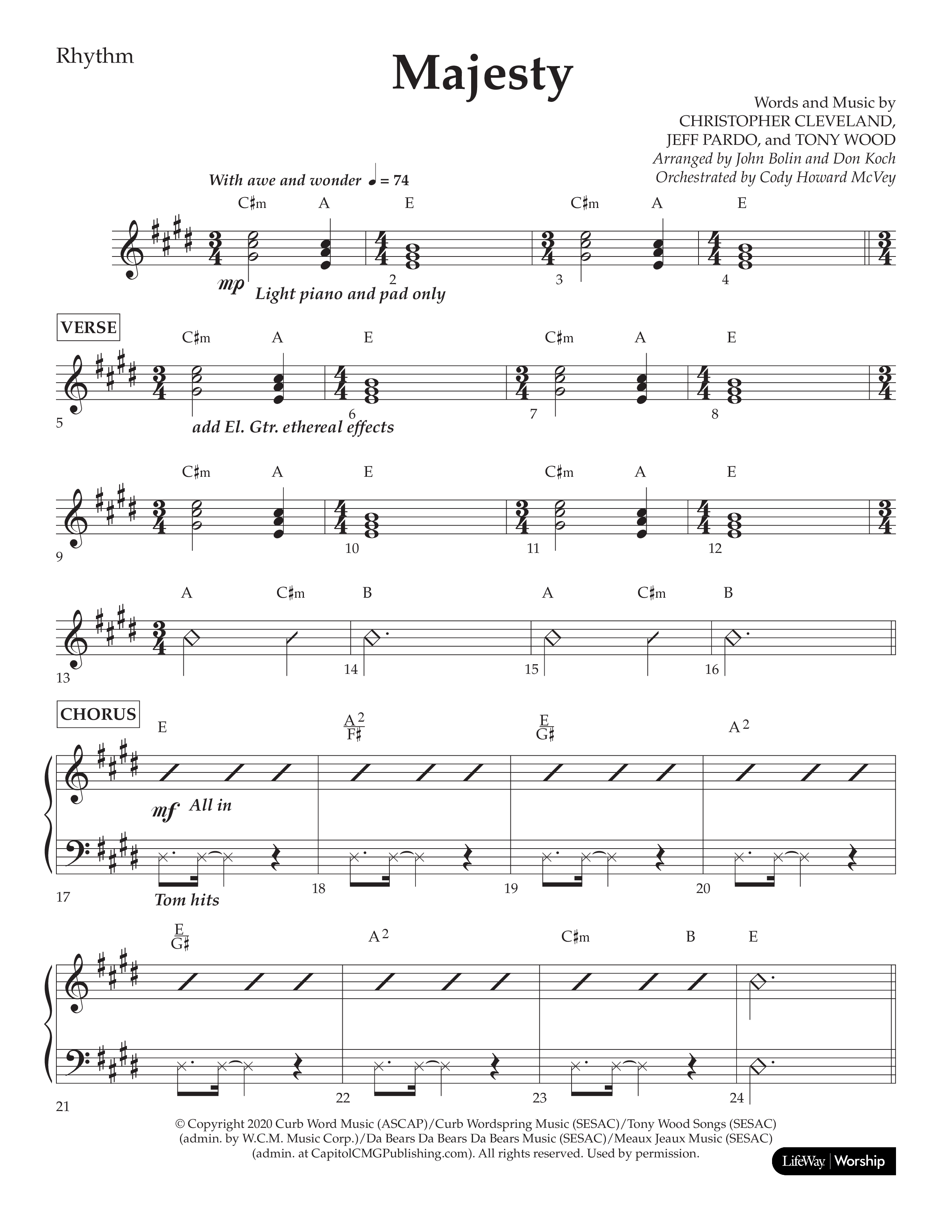 Majesty (Choral Anthem SATB) Lead Melody & Rhythm (Lifeway Choral / Arr. John Bolin / Arr. Don Koch)