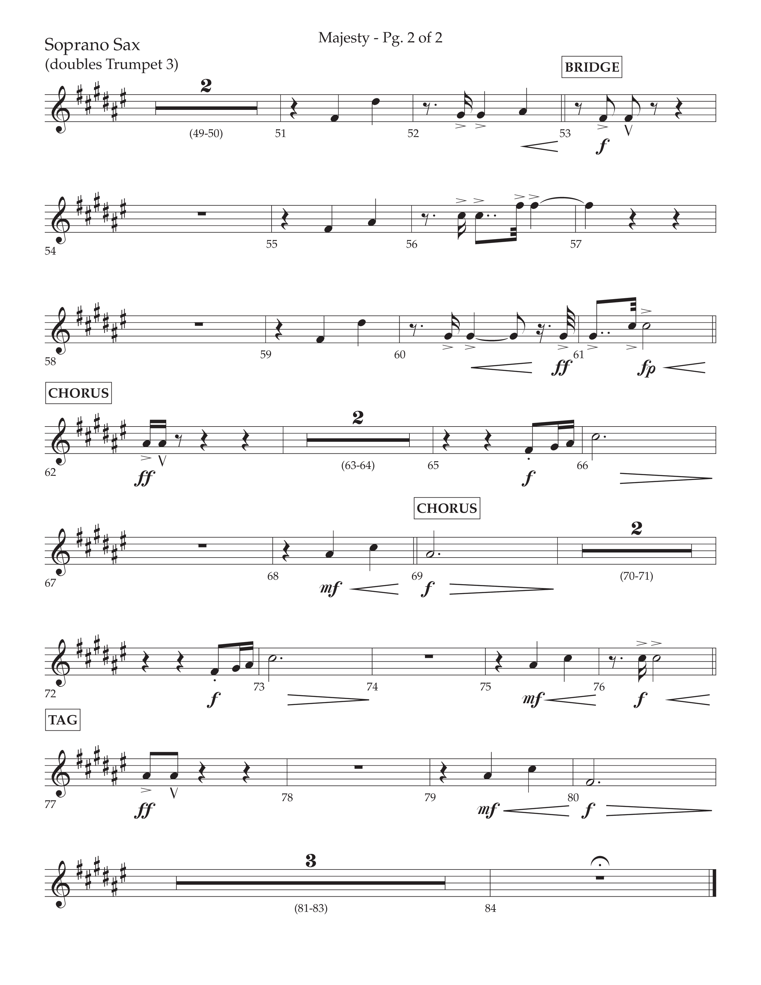 Majesty (Choral Anthem SATB) Soprano Sax (Lifeway Choral / Arr. John Bolin / Arr. Don Koch)