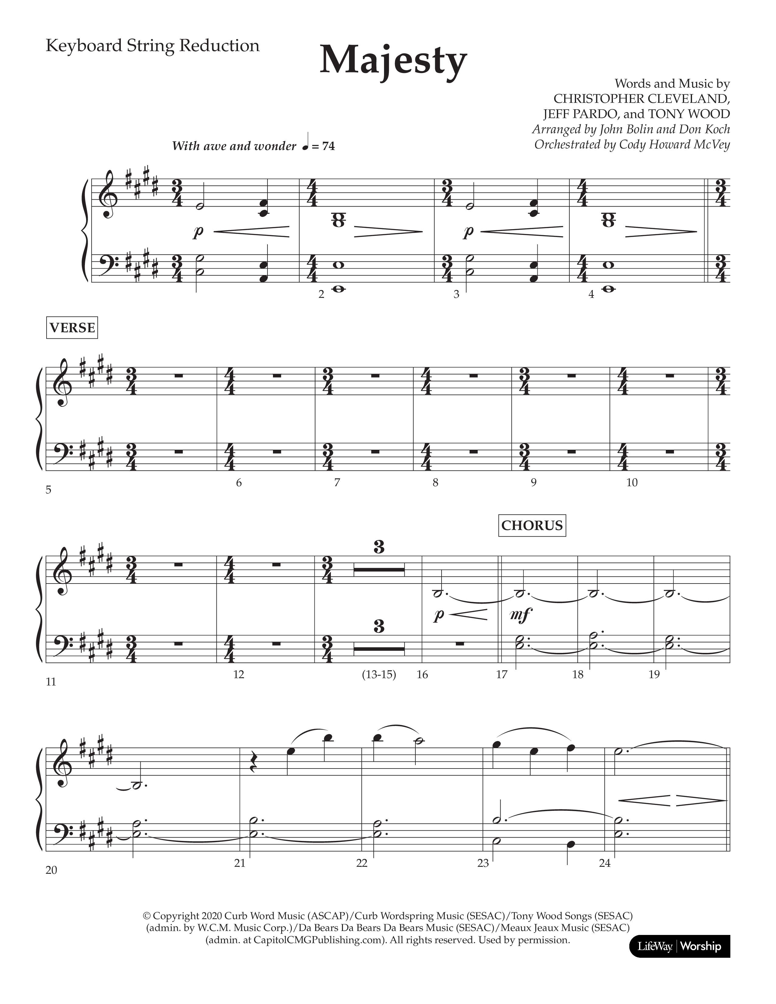 Majesty (Choral Anthem SATB) String Reduction (Lifeway Choral / Arr. John Bolin / Arr. Don Koch)