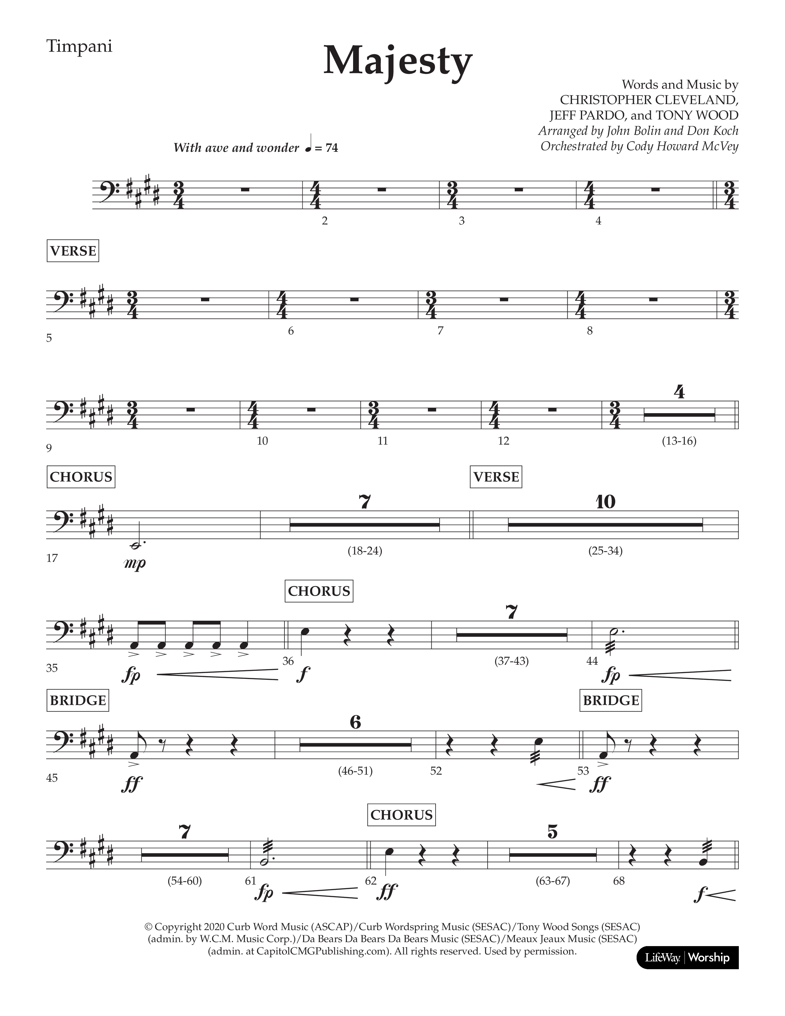 Majesty (Choral Anthem SATB) Timpani (Lifeway Choral / Arr. John Bolin / Arr. Don Koch)