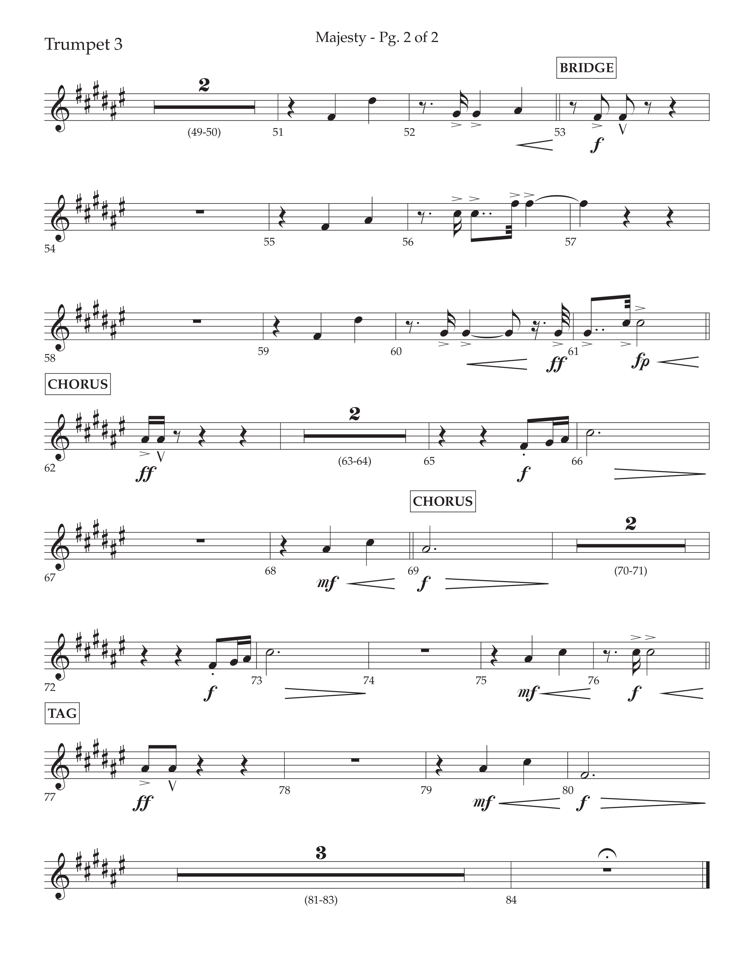Majesty (Choral Anthem SATB) Trumpet 3 (Lifeway Choral / Arr. John Bolin / Arr. Don Koch)