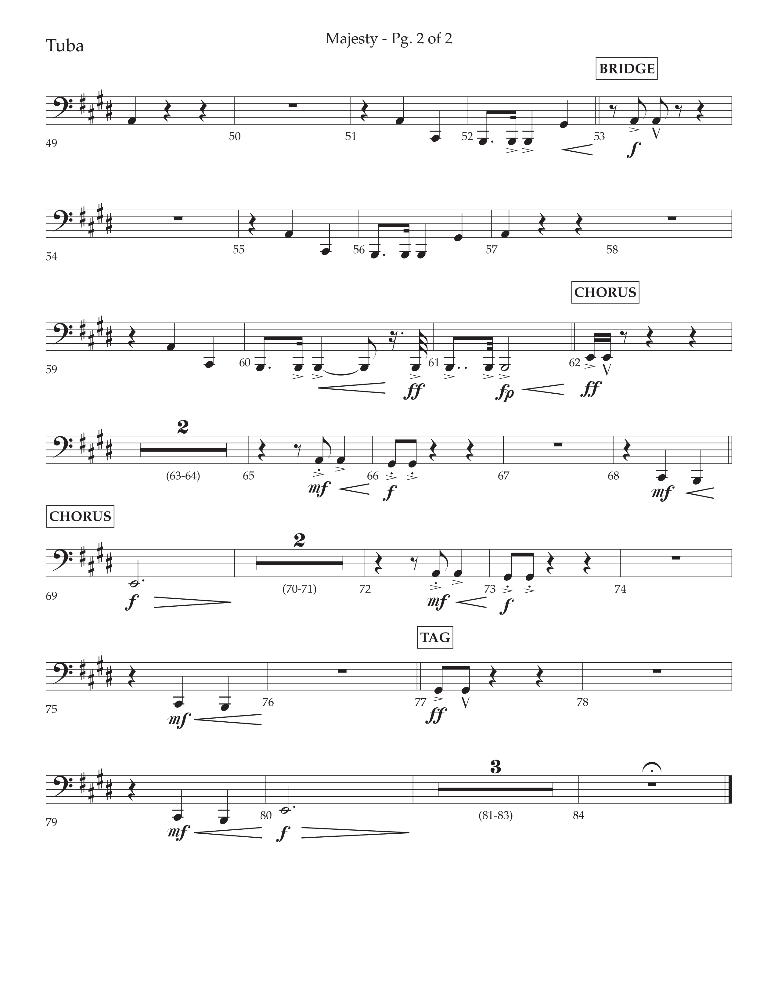 Majesty (Choral Anthem SATB) Tuba (Lifeway Choral / Arr. John Bolin / Arr. Don Koch)