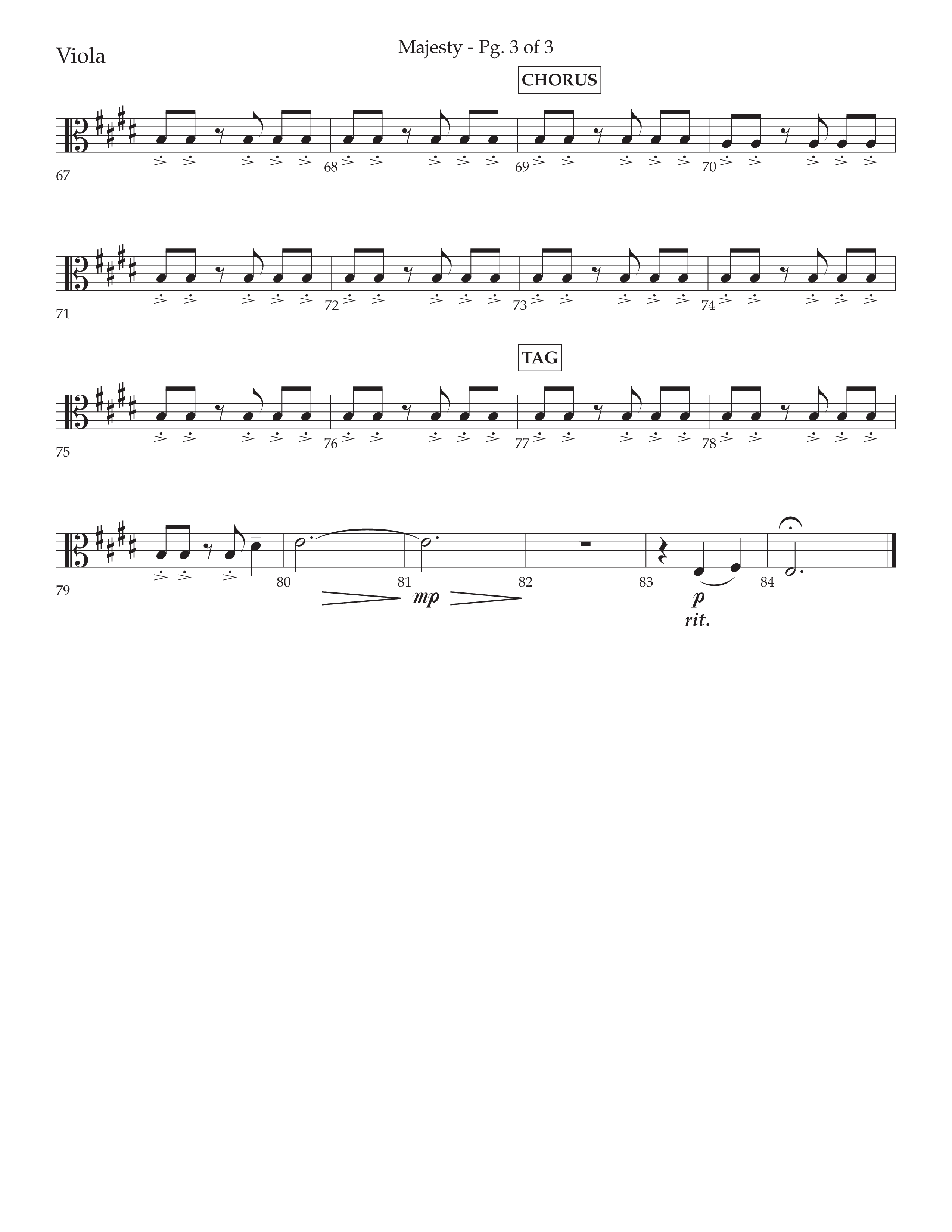 Majesty (Choral Anthem SATB) Viola (Lifeway Choral / Arr. John Bolin / Arr. Don Koch)