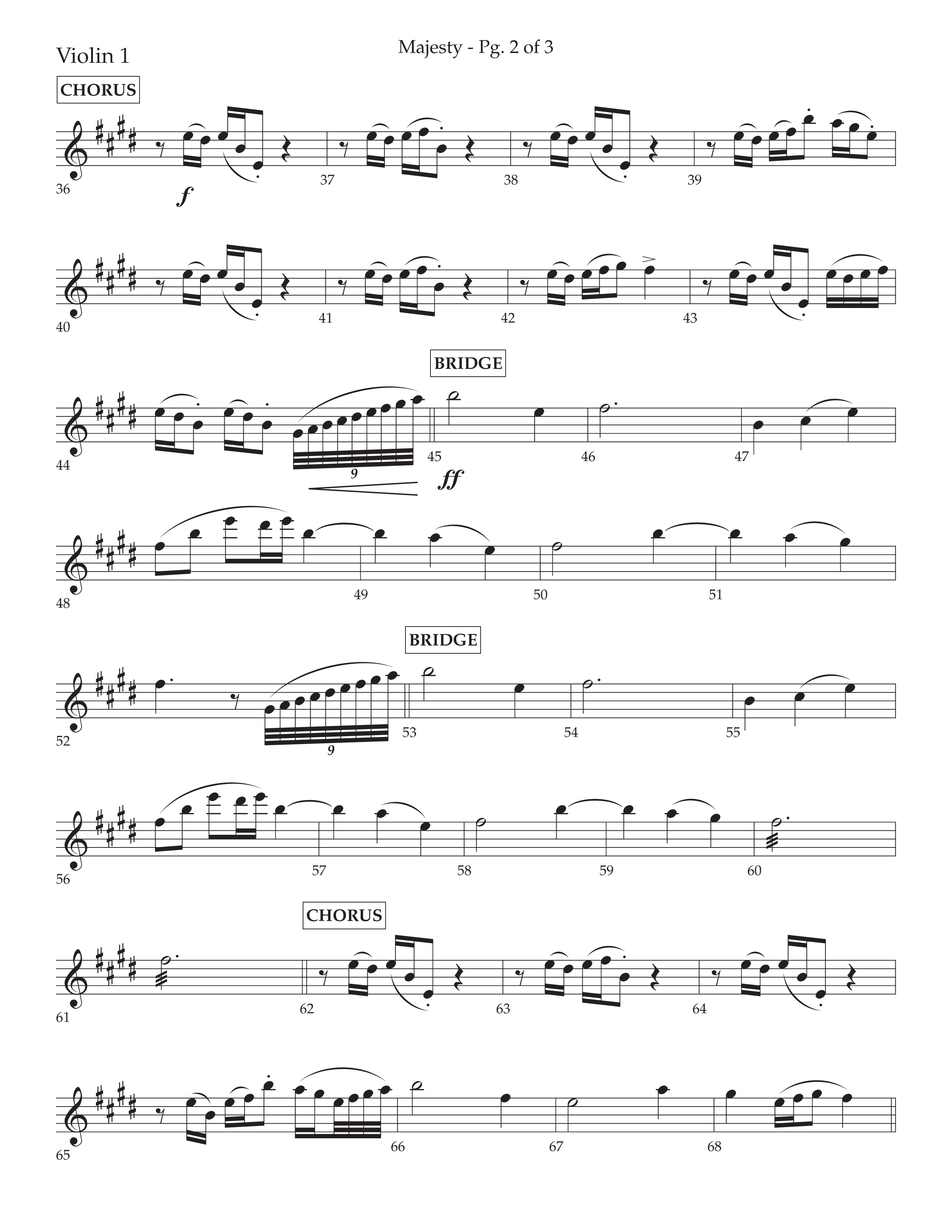 Majesty (Choral Anthem SATB) Violin 1 (Lifeway Choral / Arr. John Bolin / Arr. Don Koch)
