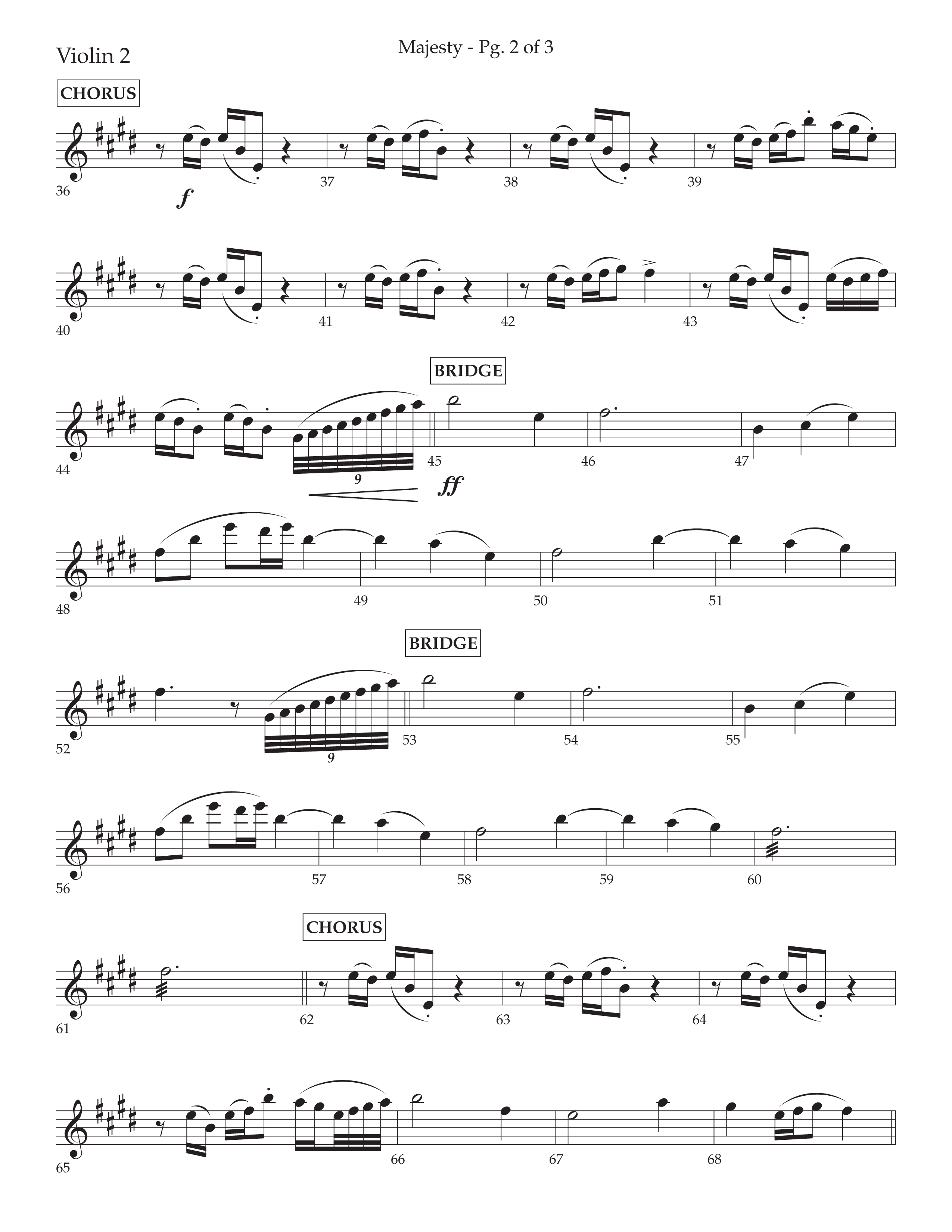 Majesty (Choral Anthem SATB) Violin 2 (Lifeway Choral / Arr. John Bolin / Arr. Don Koch)
