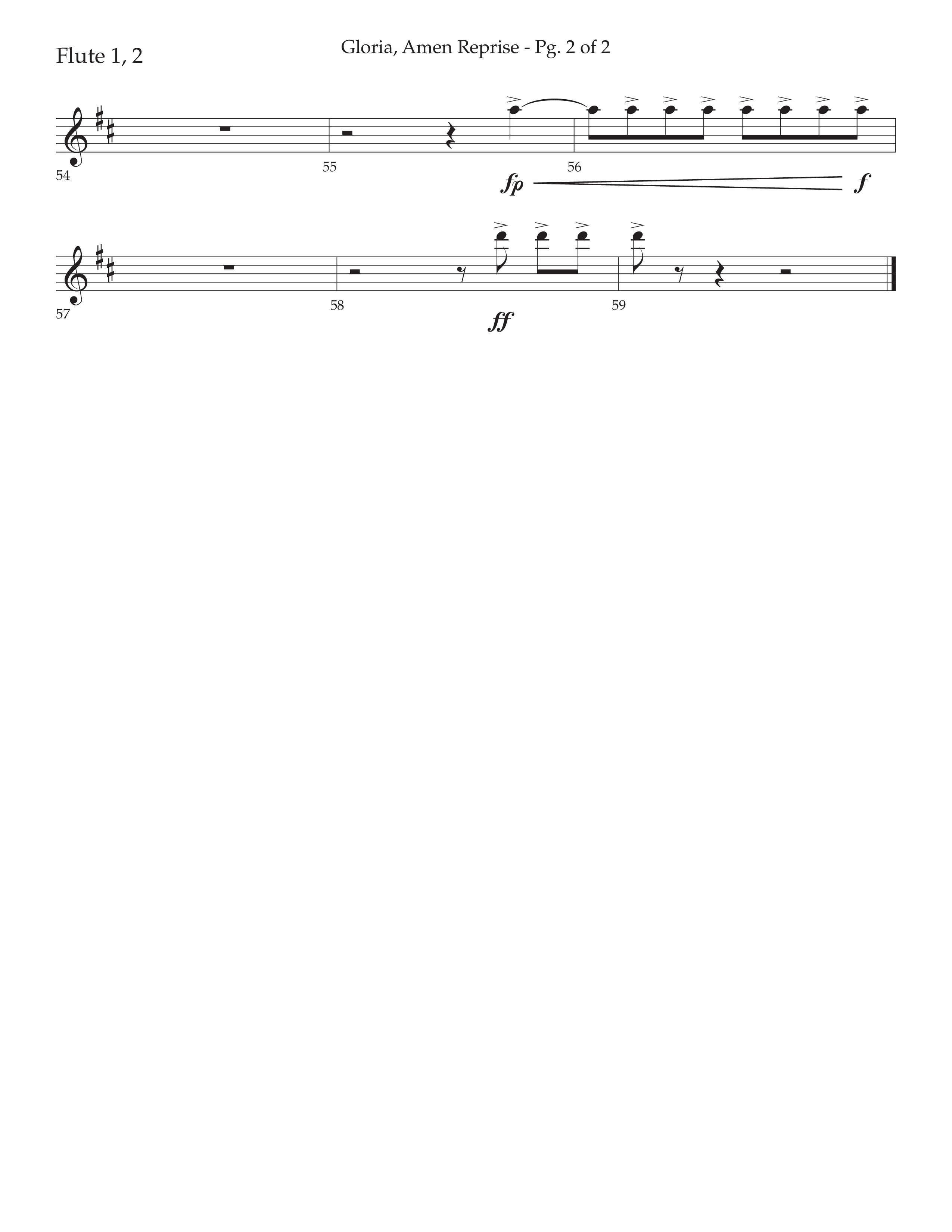 Gloria Amen Reprise (Choral Anthem SATB) Flute 1/2 (Lifeway Choral / Arr. John Bolin / Arr. Don Koch)