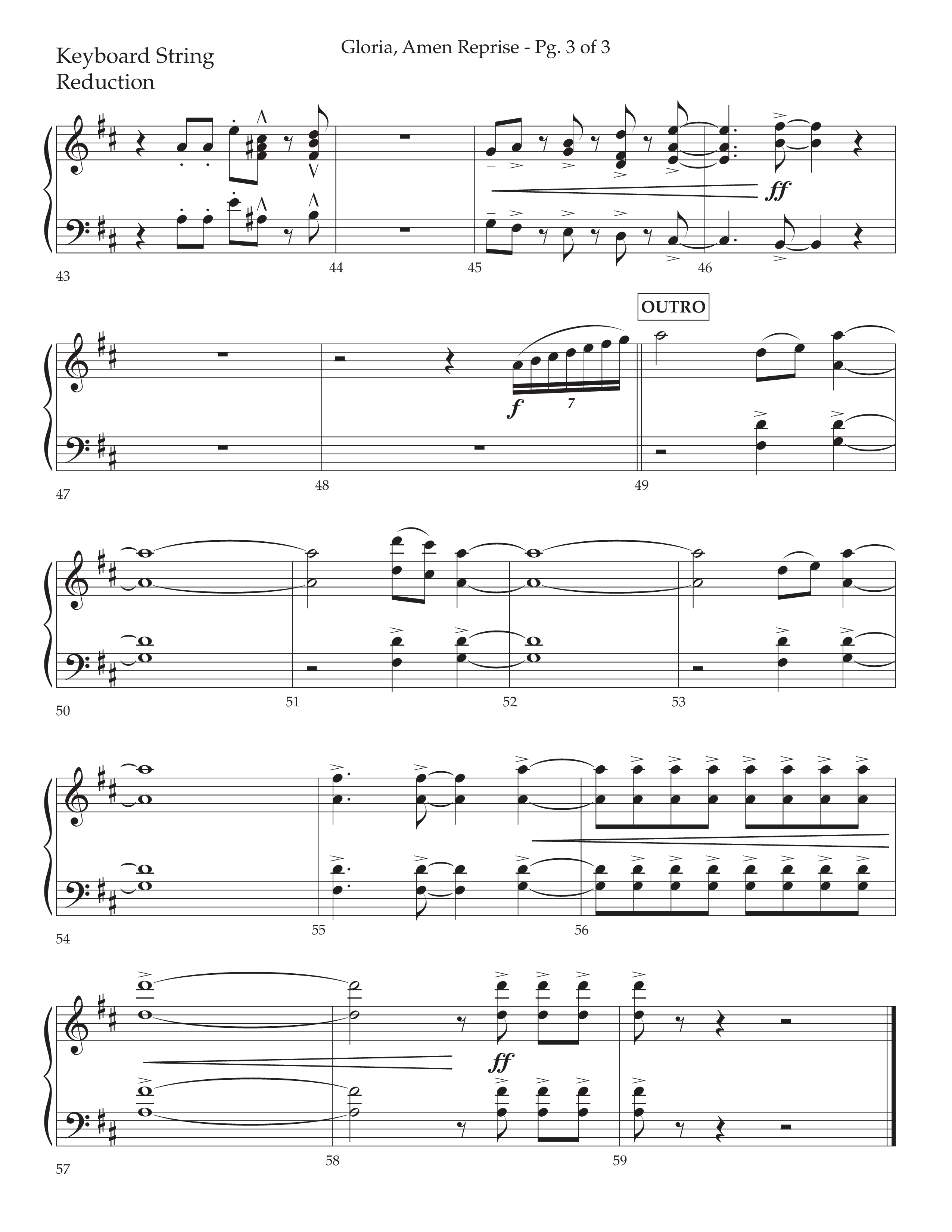 Gloria Amen Reprise (Choral Anthem SATB) String Reduction (Lifeway Choral / Arr. John Bolin / Arr. Don Koch)