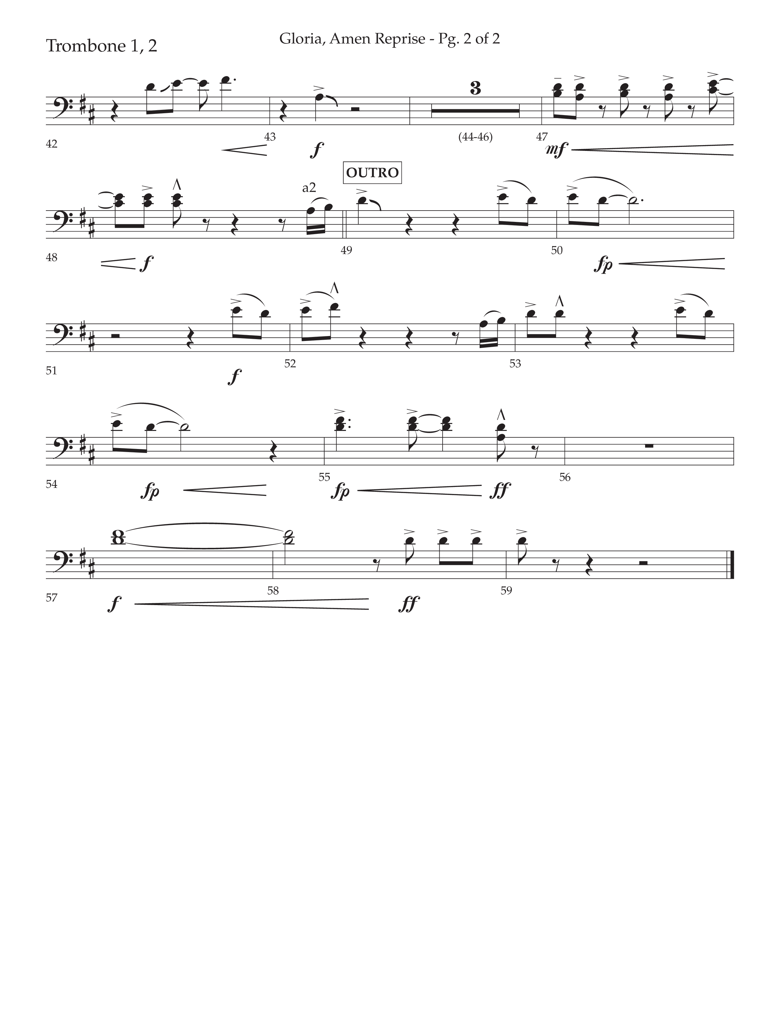 Gloria Amen Reprise (Choral Anthem SATB) Trombone 1/2 (Lifeway Choral / Arr. John Bolin / Arr. Don Koch)