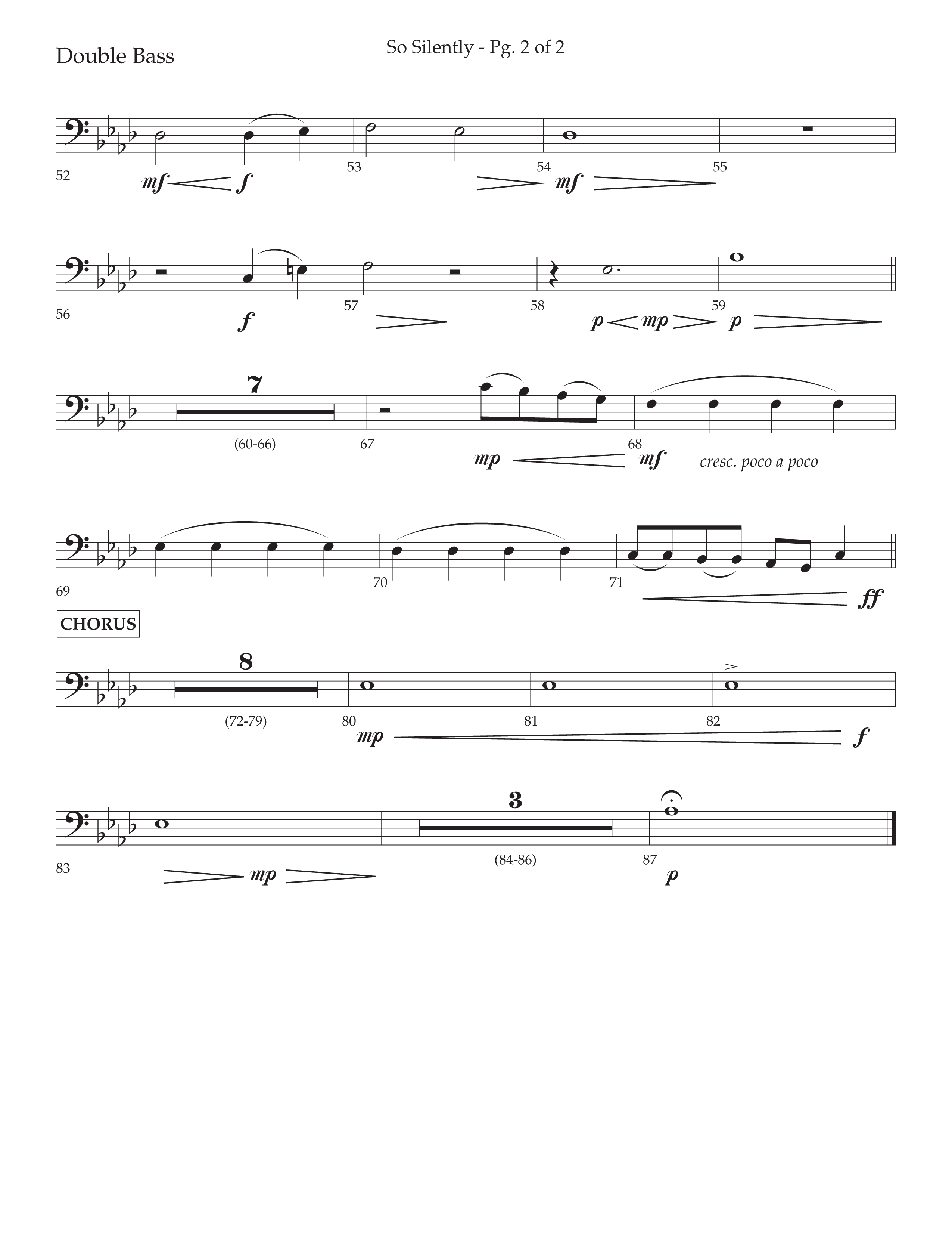 So Silently (with Silent Night Holy Night) (Choral Anthem SATB) Double Bass (Lifeway Choral / Arr. John Bolin / Arr. Don Koch)