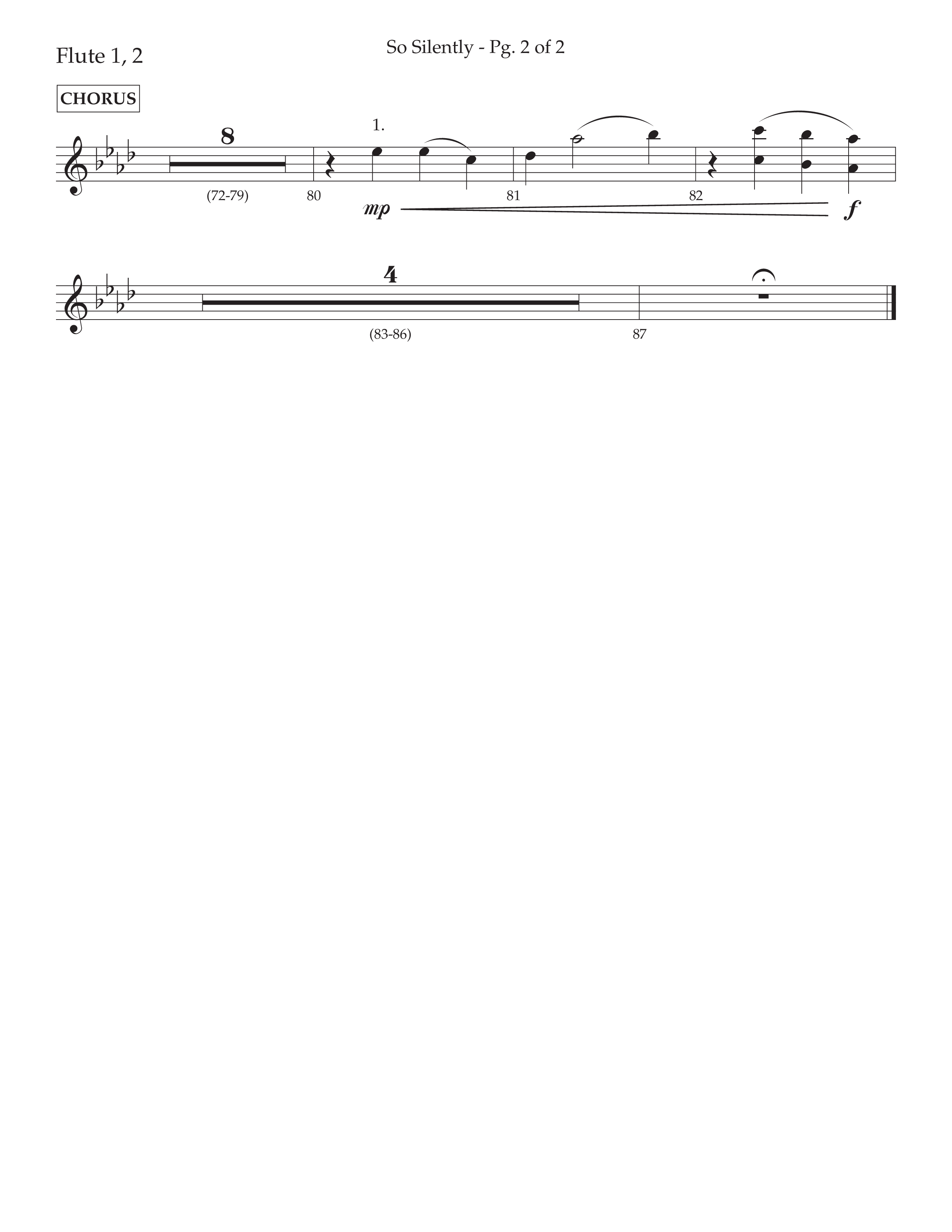 So Silently (with Silent Night Holy Night) (Choral Anthem SATB) Flute 1/2 (Lifeway Choral / Arr. John Bolin / Arr. Don Koch)