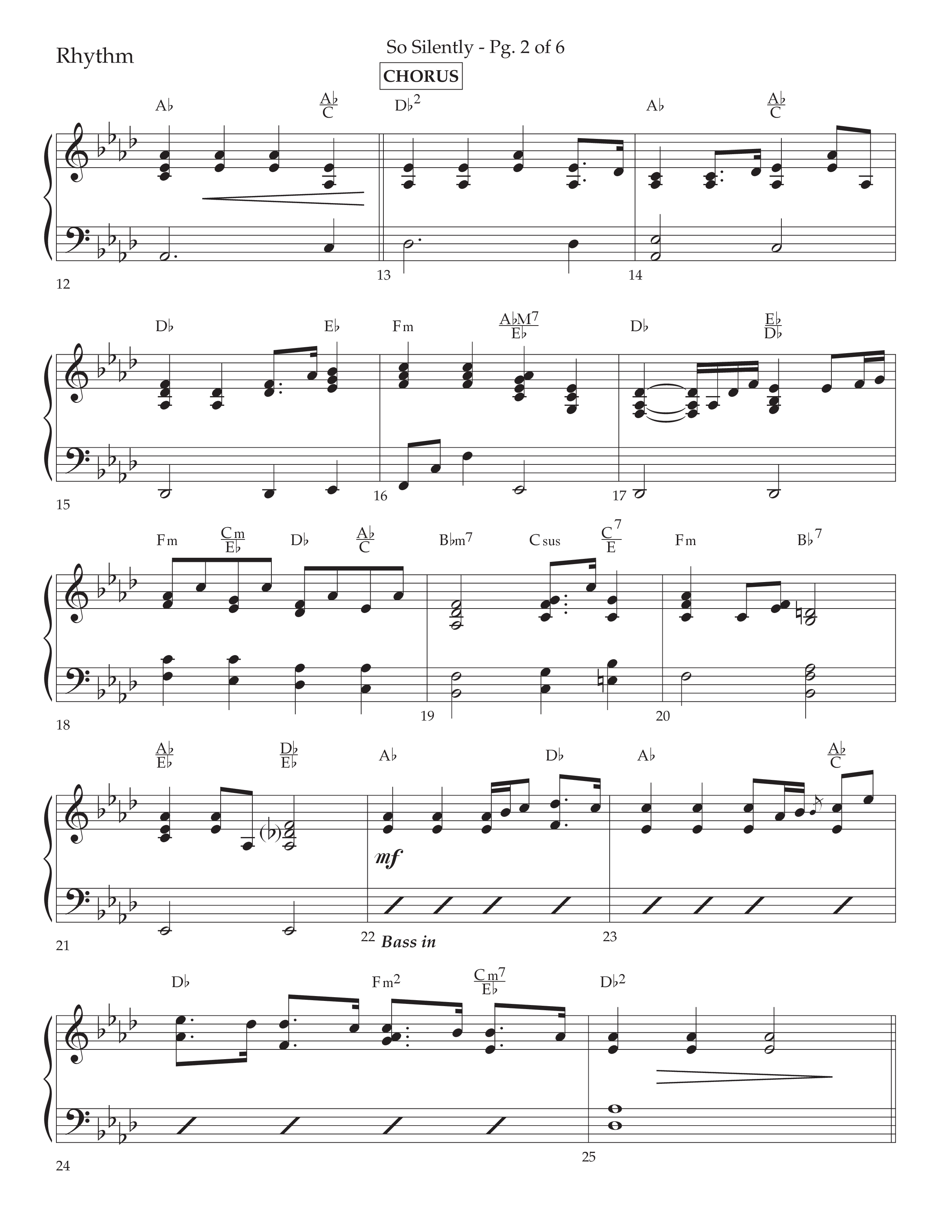 So Silently (with Silent Night Holy Night) (Choral Anthem SATB) Rhythm Chart (Lifeway Choral / Arr. John Bolin / Arr. Don Koch)