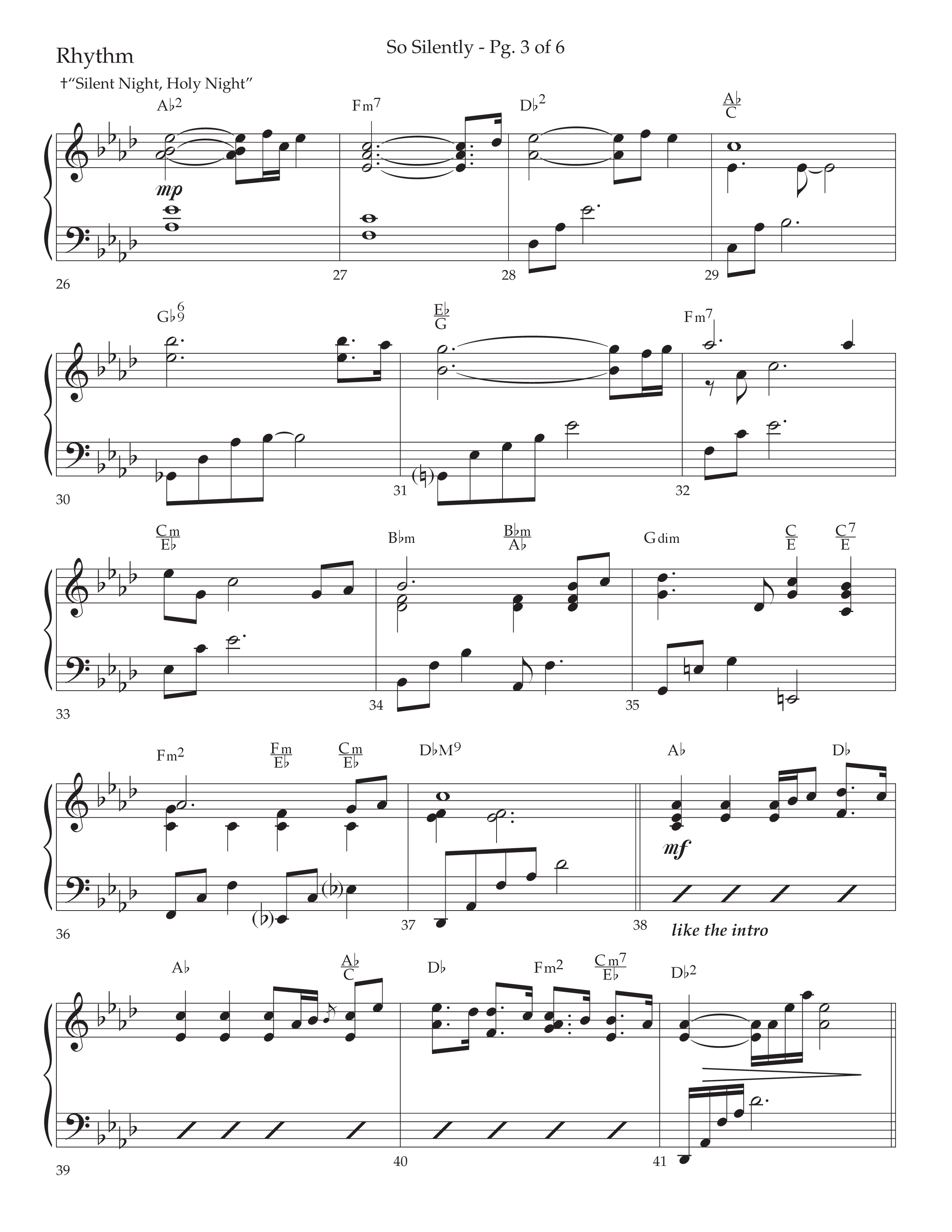 So Silently (with Silent Night Holy Night) (Choral Anthem SATB) Rhythm Chart (Lifeway Choral / Arr. John Bolin / Arr. Don Koch)