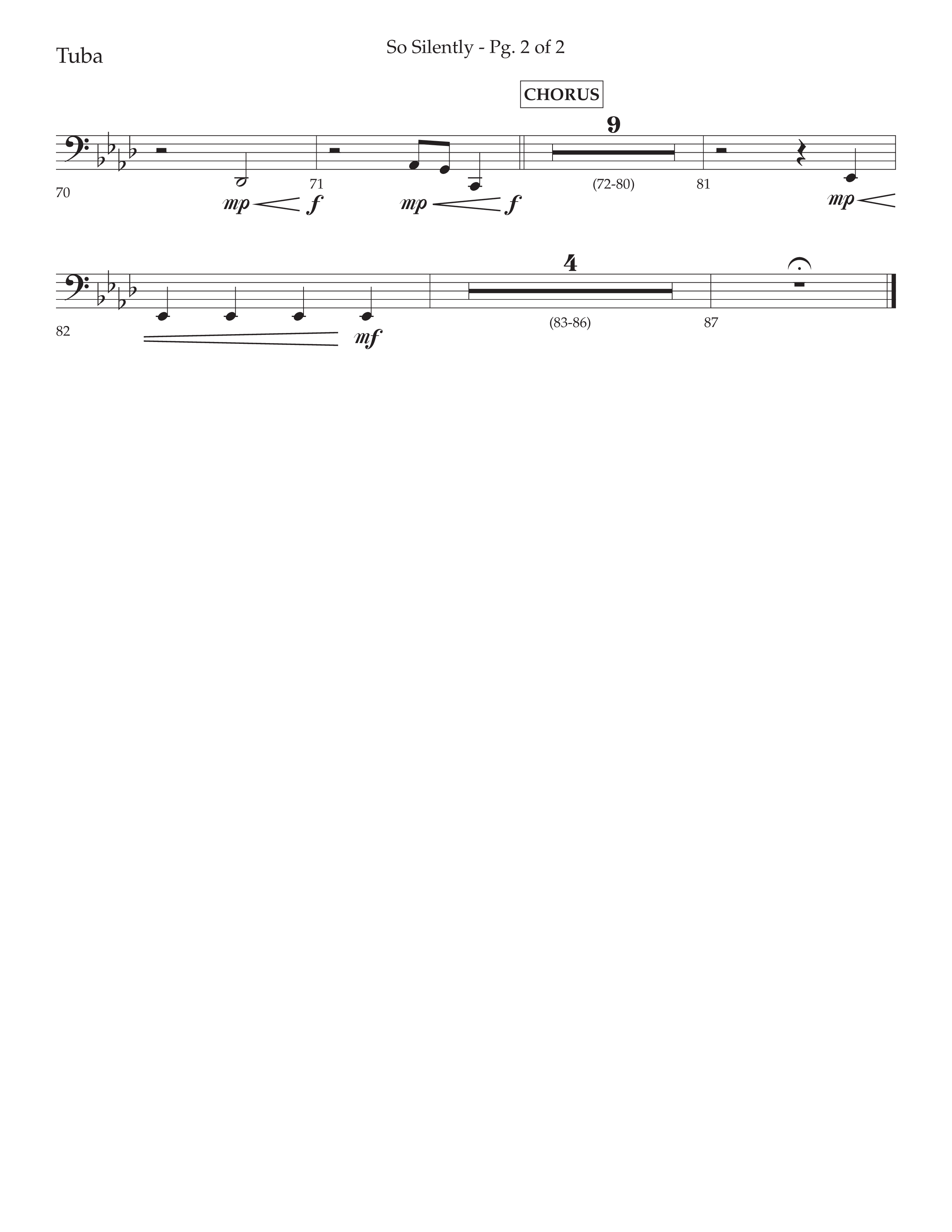 So Silently (with Silent Night Holy Night) (Choral Anthem SATB) Tuba (Lifeway Choral / Arr. John Bolin / Arr. Don Koch)