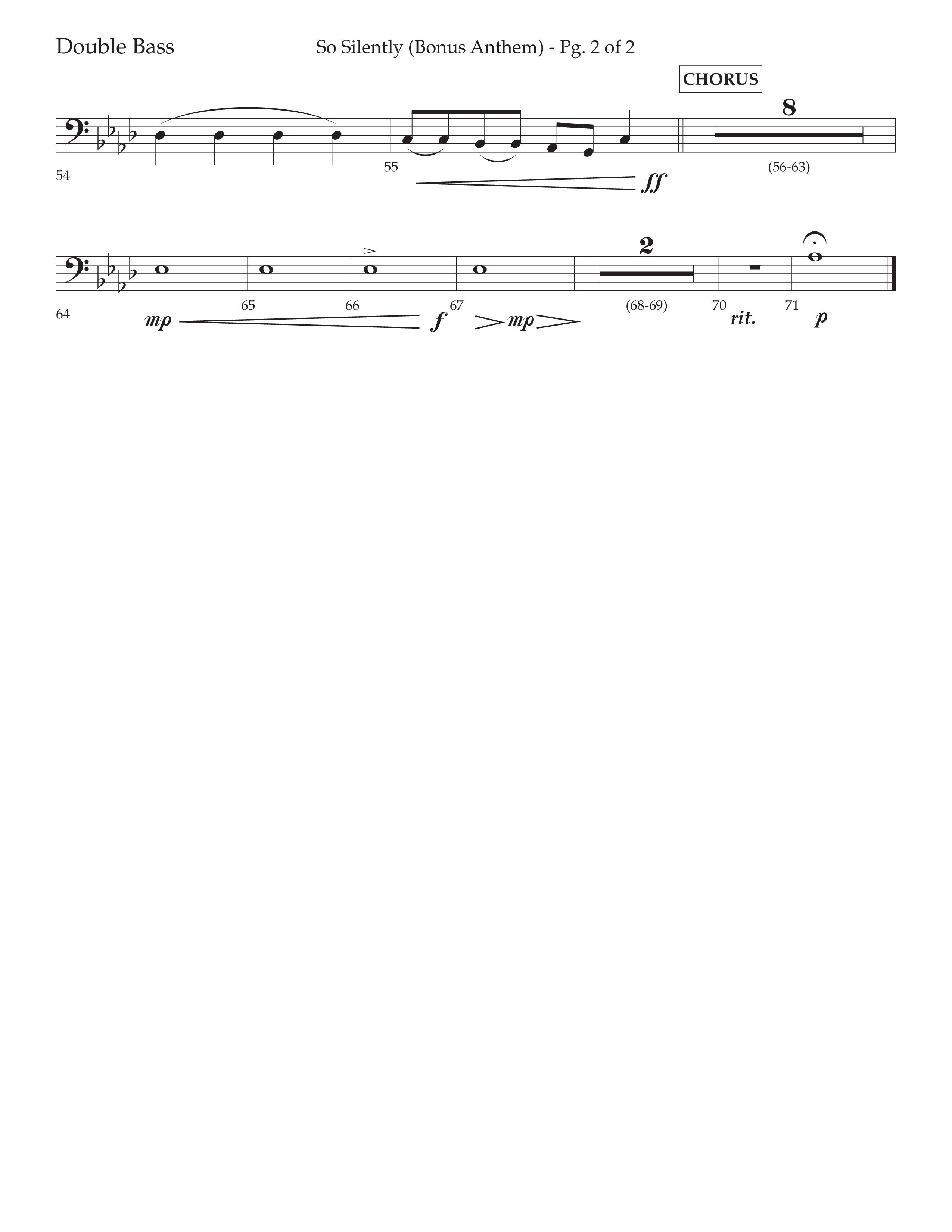 So Silently (Choral Anthem SATB) Double Bass (Lifeway Choral / Arr. John Bolin / Arr. Don Koch)
