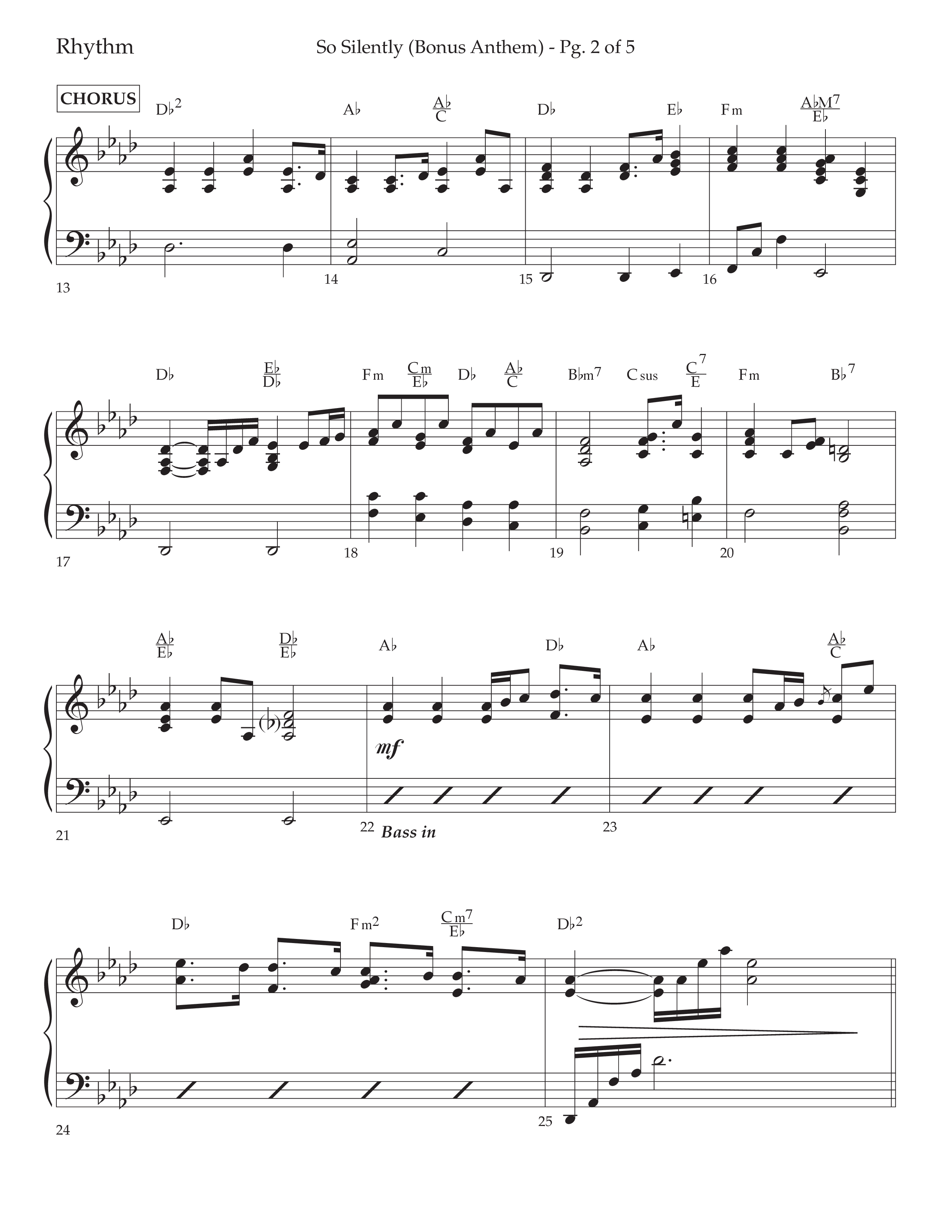 So Silently (Choral Anthem SATB) Rhythm Chart (Lifeway Choral / Arr. John Bolin / Arr. Don Koch)