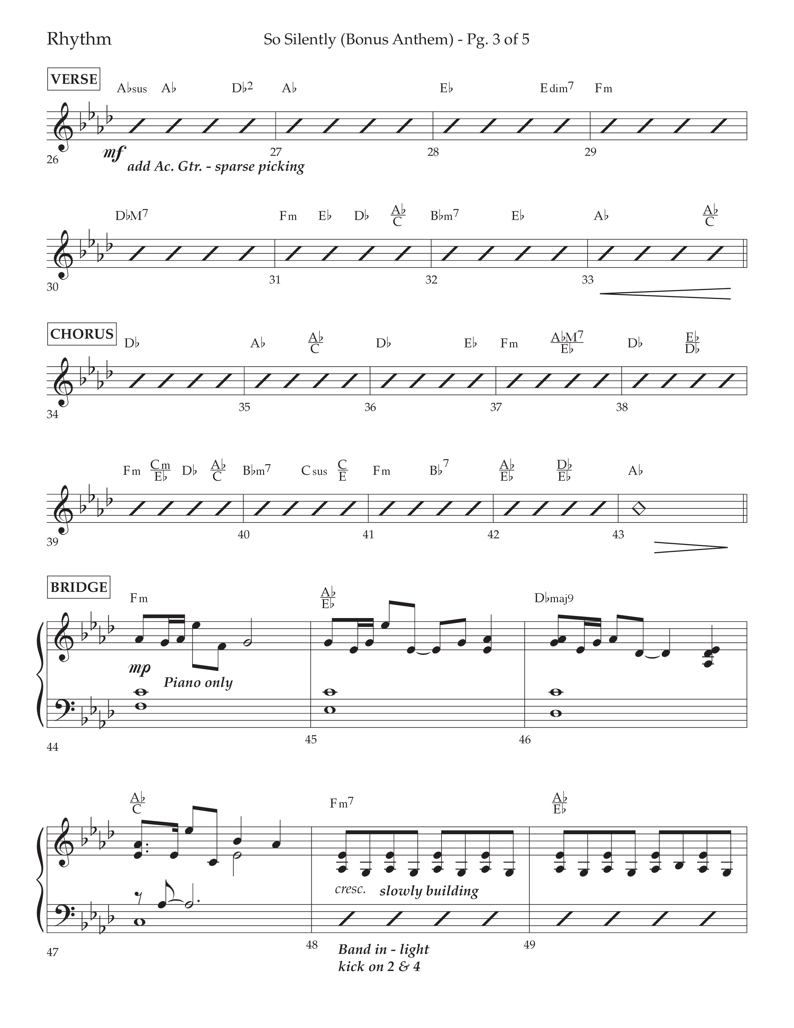 So Silently (Choral Anthem SATB) Rhythm Chart (Lifeway Choral / Arr. John Bolin / Arr. Don Koch)