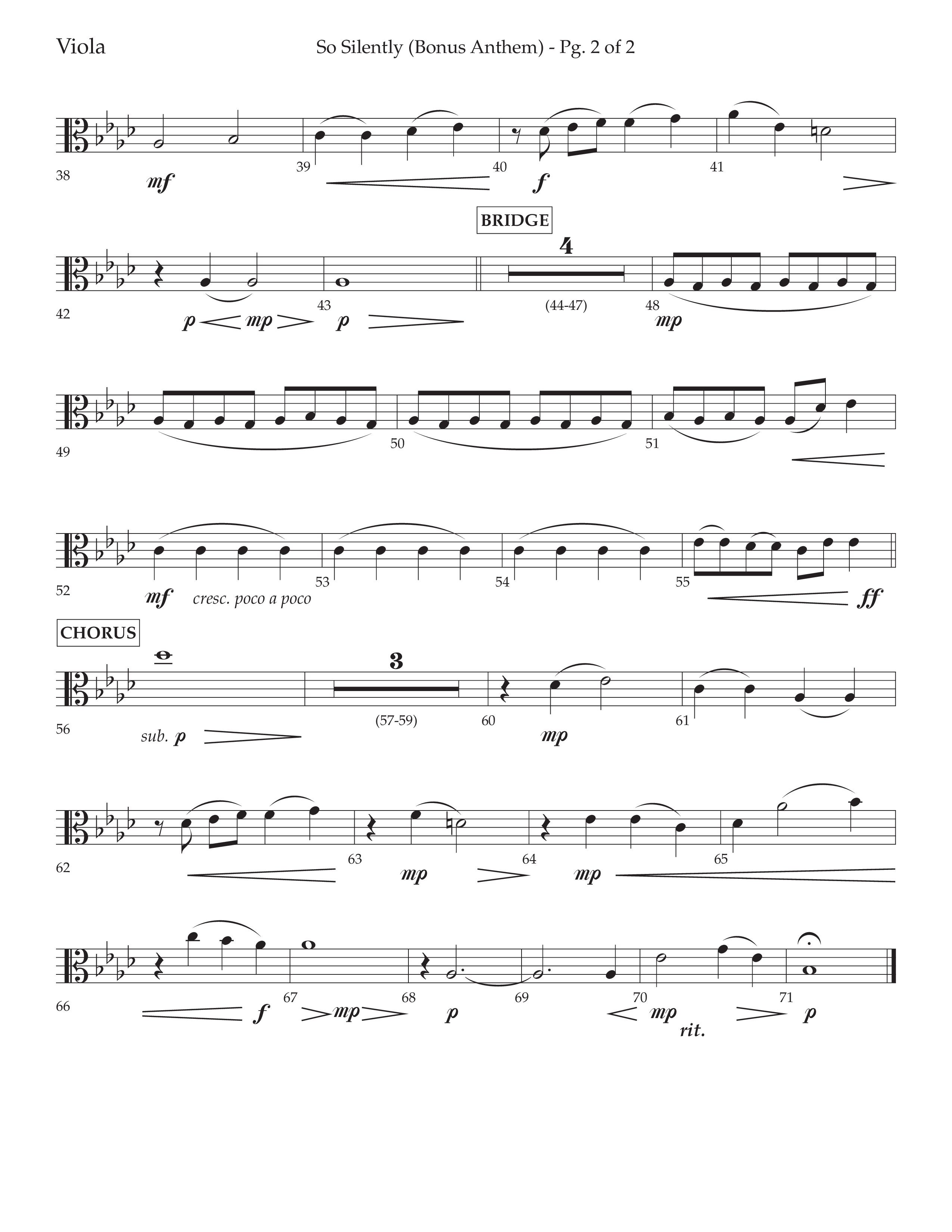 So Silently (Choral Anthem SATB) Viola (Lifeway Choral / Arr. John Bolin / Arr. Don Koch)