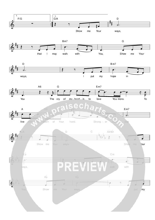 Show Me Your Ways Lead Sheet (Hillsong Worship)