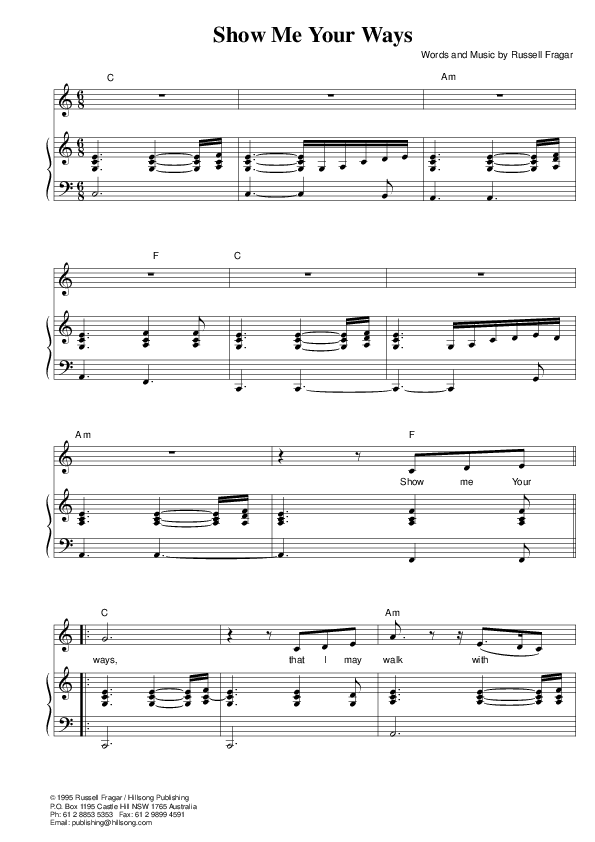 Show Me Your Ways Piano/Vocal (Hillsong Worship)