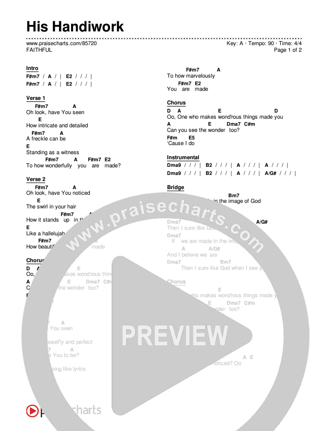 His Handiwork Chord Chart (FAITHFUL)
