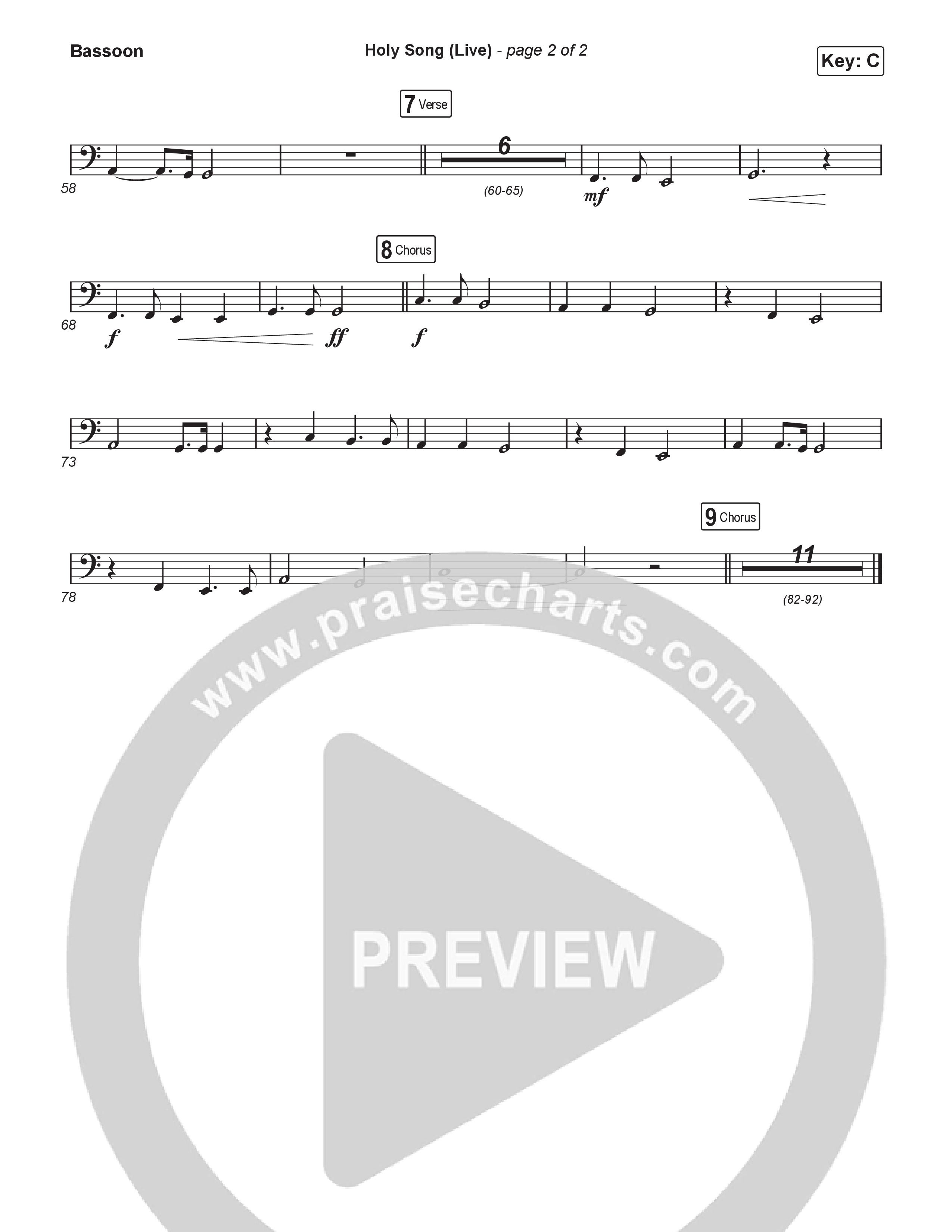 Holy Song (Choral Anthem SATB) Bassoon (Bethel Music / Brooke Ligertwood / Arr. Luke Gambill)