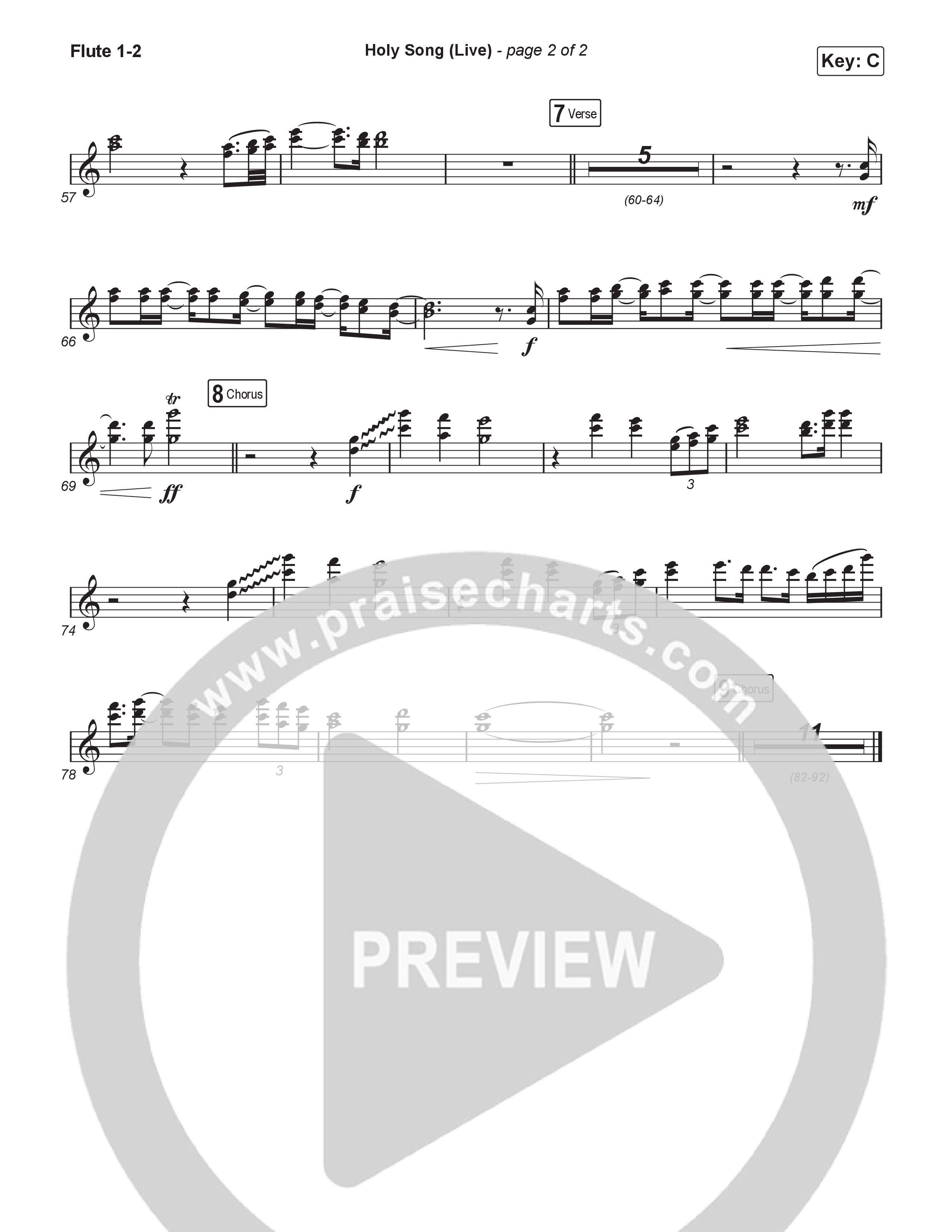 Holy Song (Choral Anthem SATB) Flute 1,2 (Bethel Music / Brooke Ligertwood / Arr. Luke Gambill)