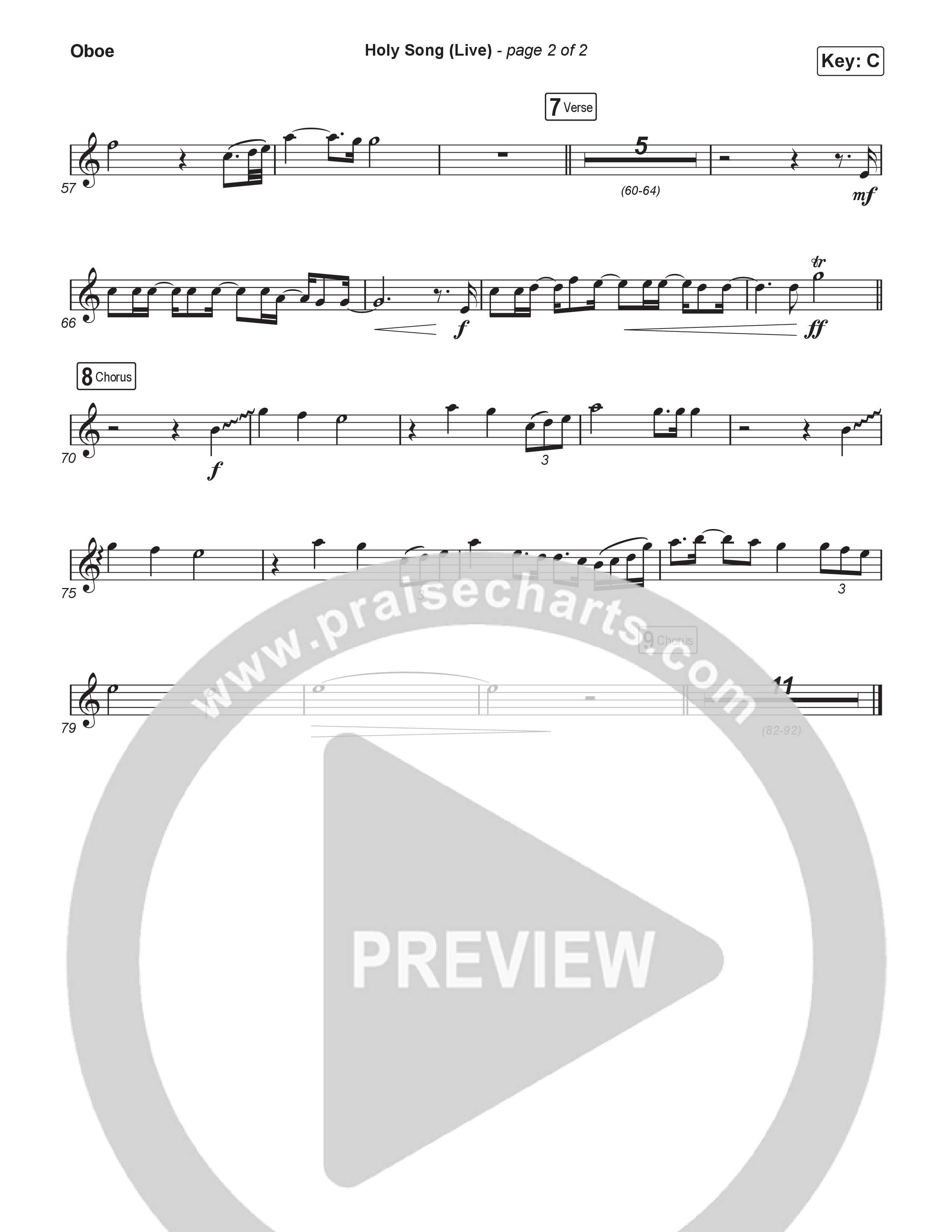 Holy Song (Choral Anthem SATB) Oboe (Bethel Music / Brooke Ligertwood / Arr. Luke Gambill)