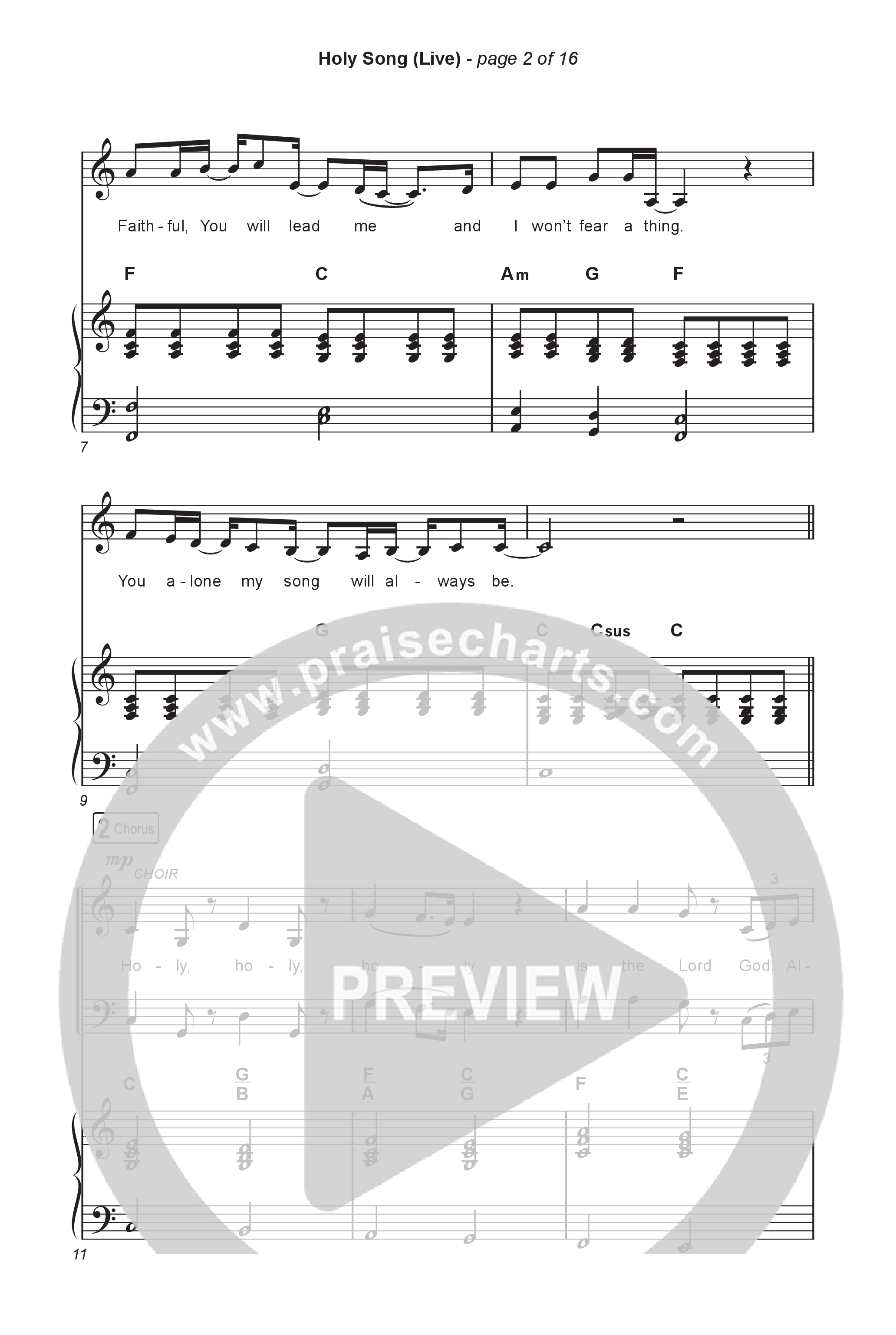 Holy Song (Choral Anthem SATB) Octavo (SATB & Pno) (Bethel Music / Brooke Ligertwood / Arr. Luke Gambill)