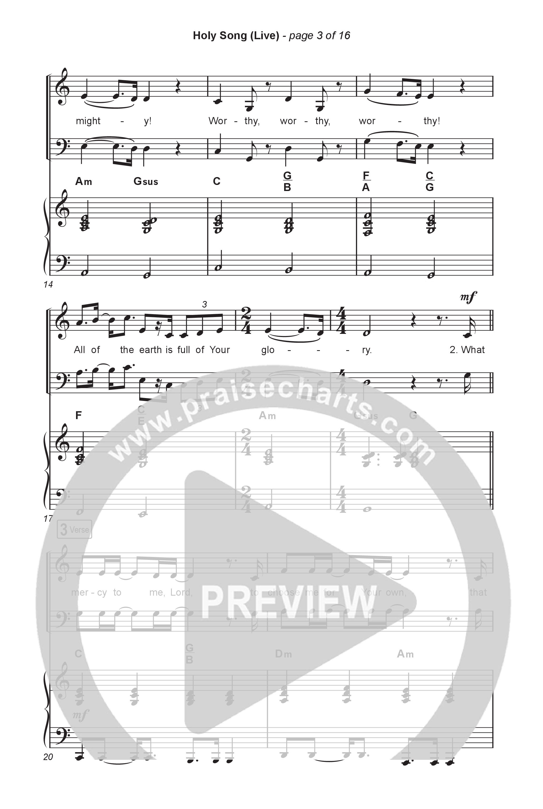 Holy Song (Choral Anthem SATB) Octavo (SATB & Pno) (Bethel Music / Brooke Ligertwood / Arr. Luke Gambill)